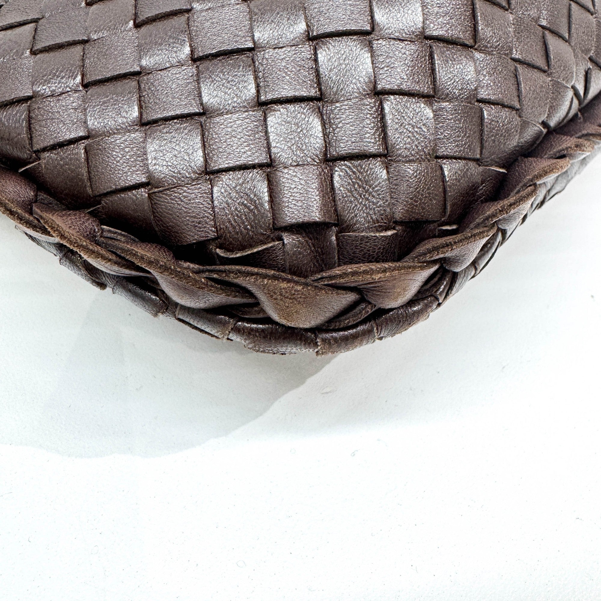 Intrecciato Brown Leather Shoulder Bag