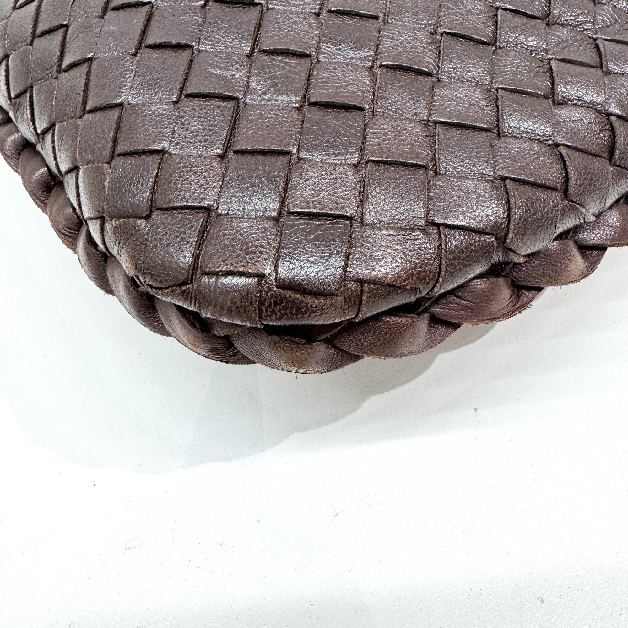 Intrecciato Brown Leather Shoulder Bag