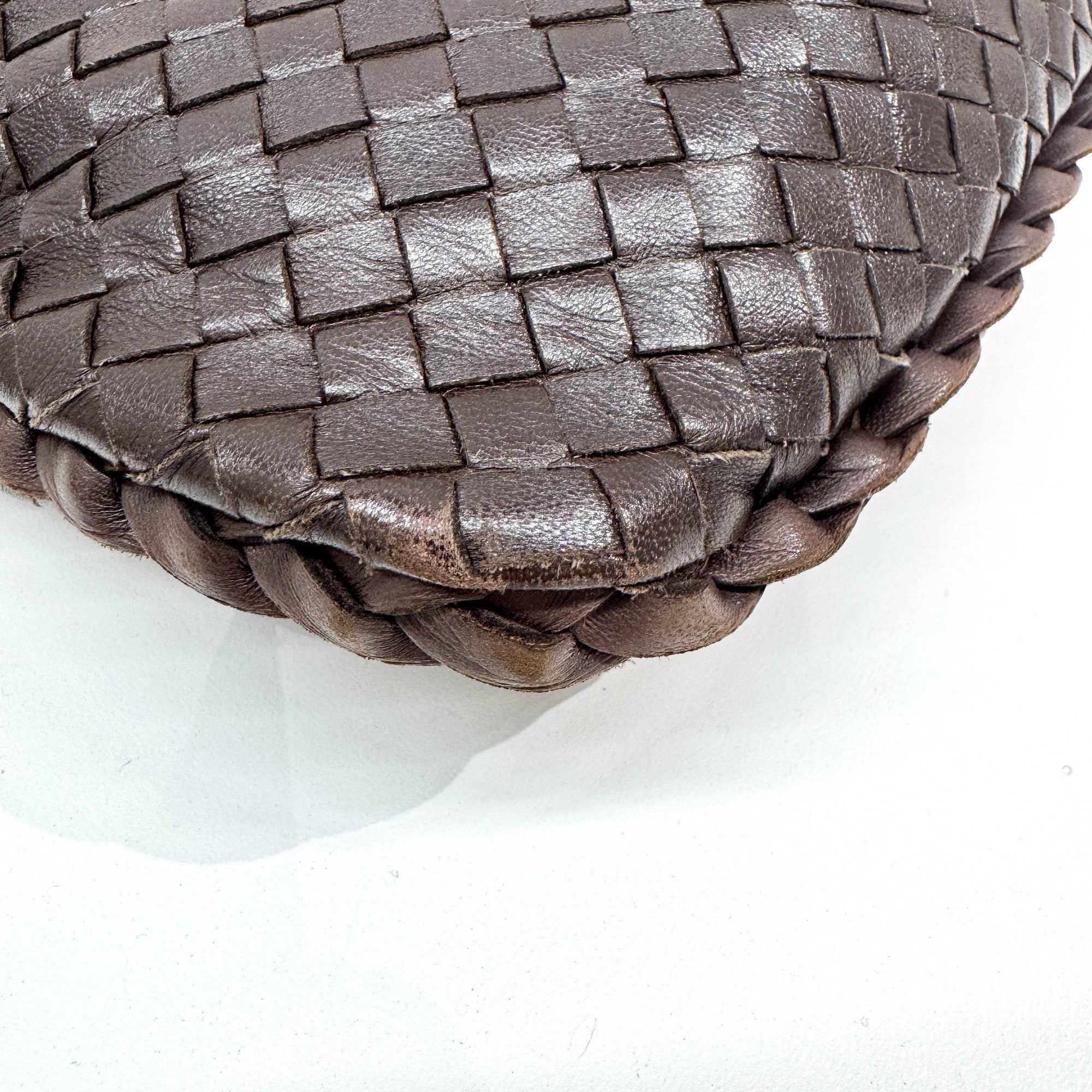 Intrecciato Brown Leather Shoulder Bag