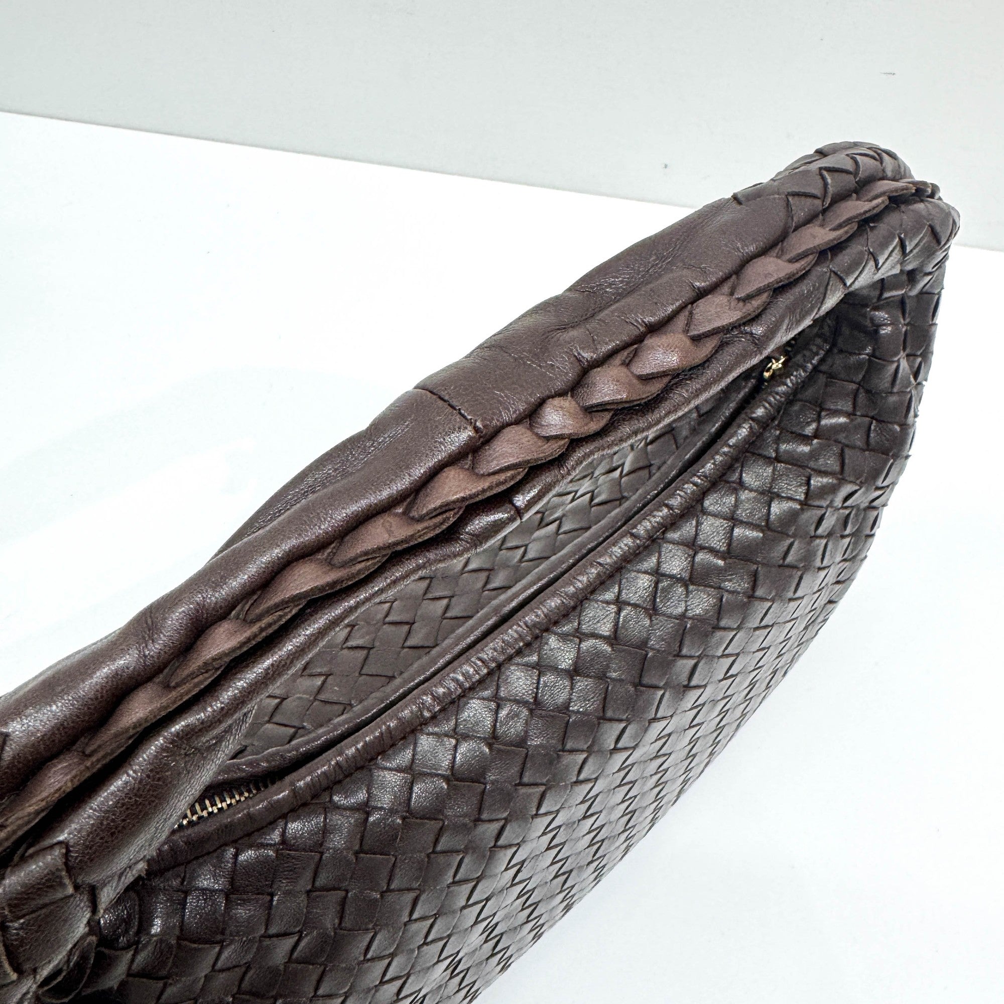 Intrecciato Brown Leather Shoulder Bag