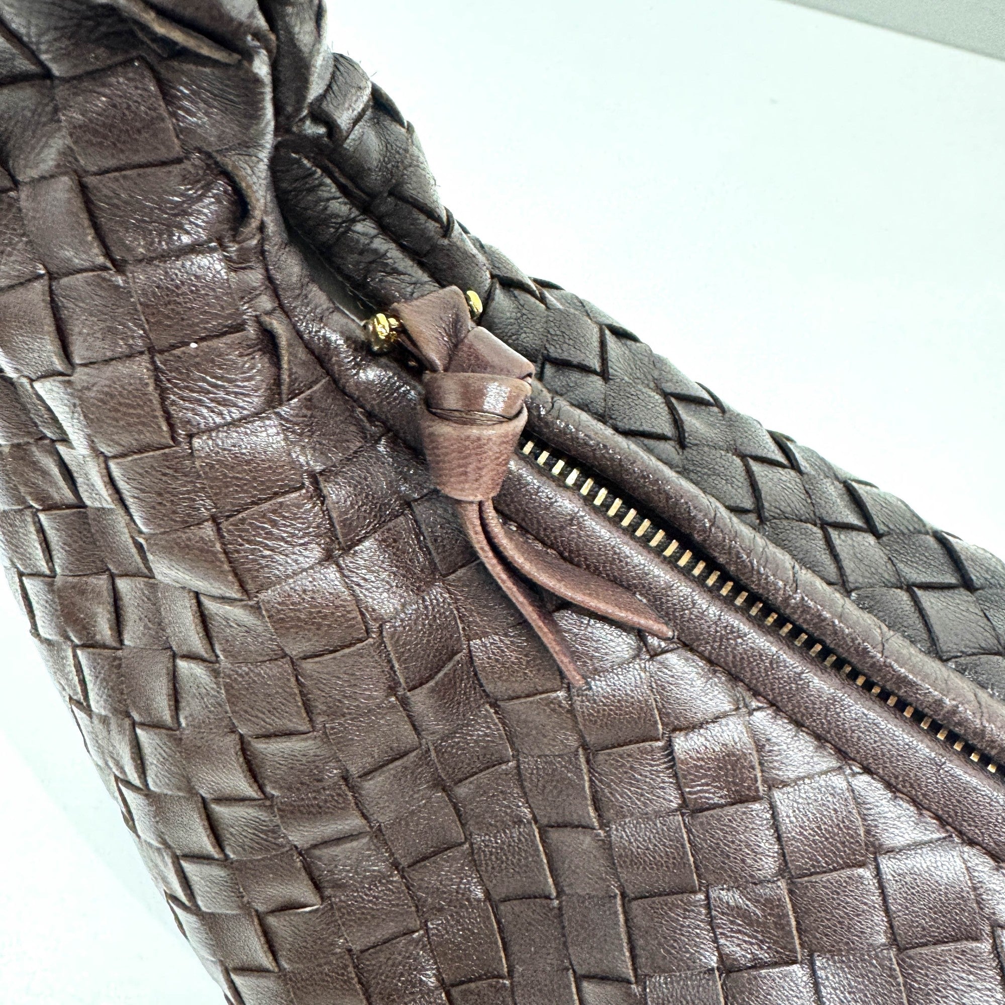 Intrecciato Brown Leather Shoulder Bag