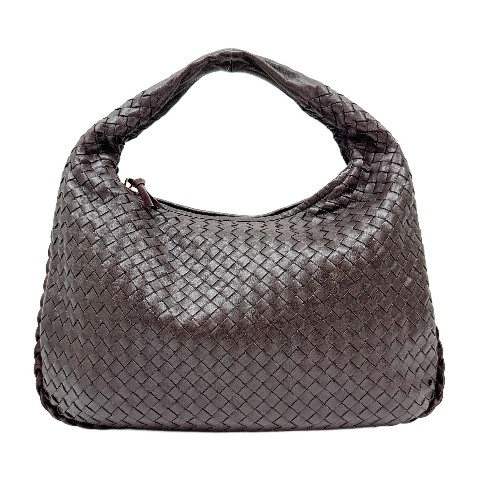 Intrecciato Brown Leather Shoulder Bag