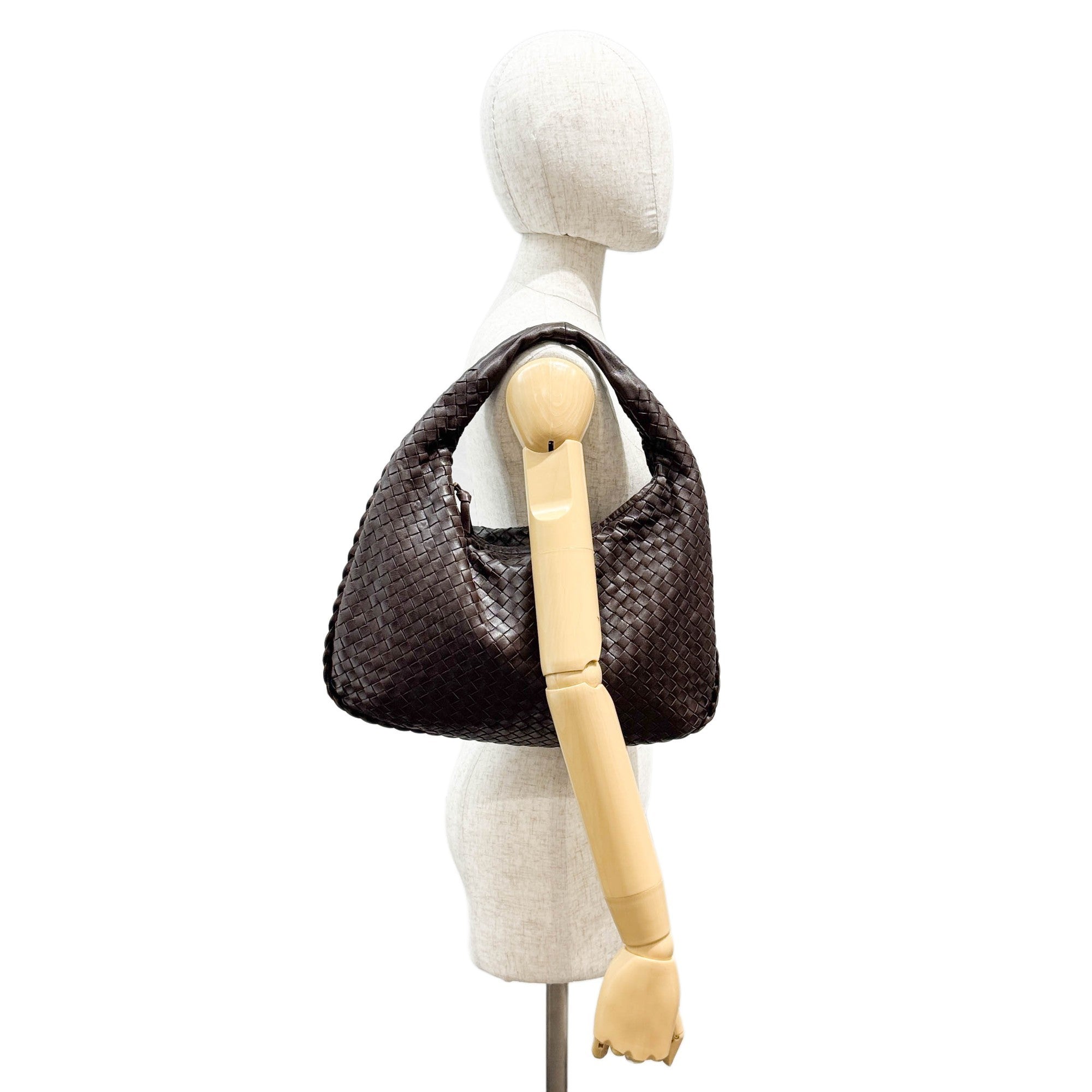 Intrecciato Brown Leather Shoulder Bag