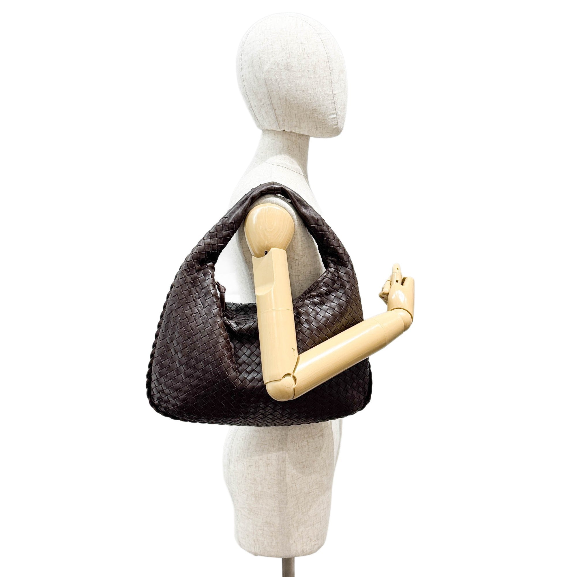 Intrecciato Brown Leather Shoulder Bag