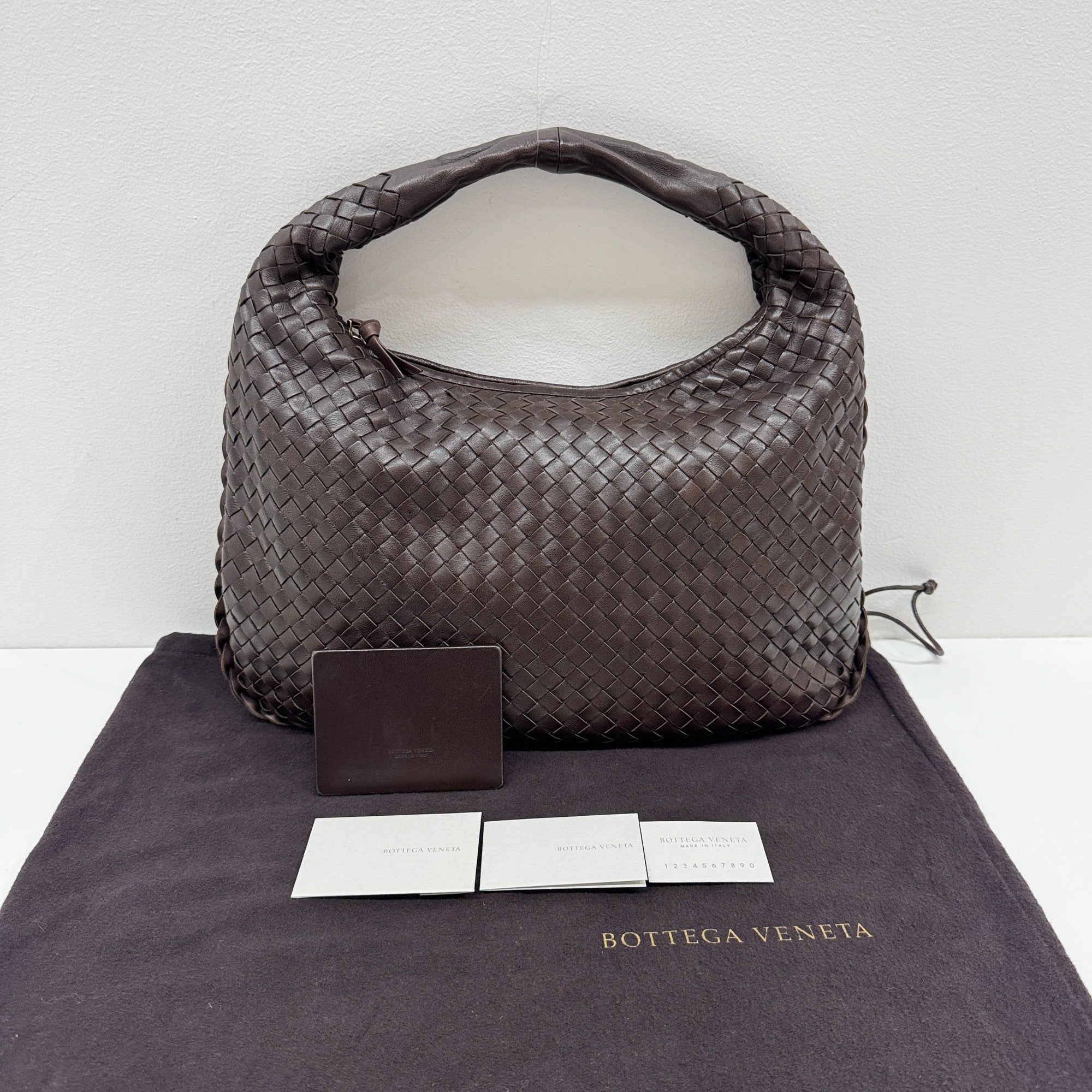 Intrecciato Brown Leather Shoulder Bag