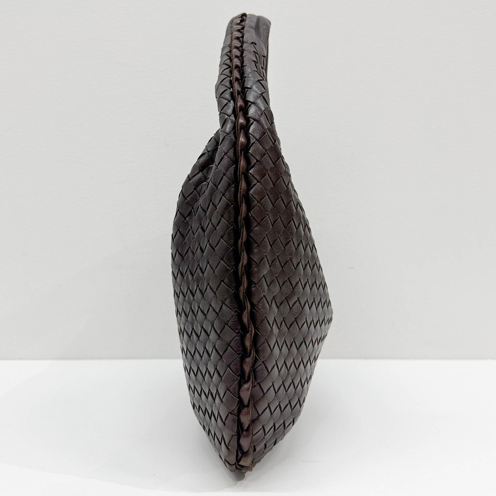 Intrecciato Brown Leather Shoulder Bag