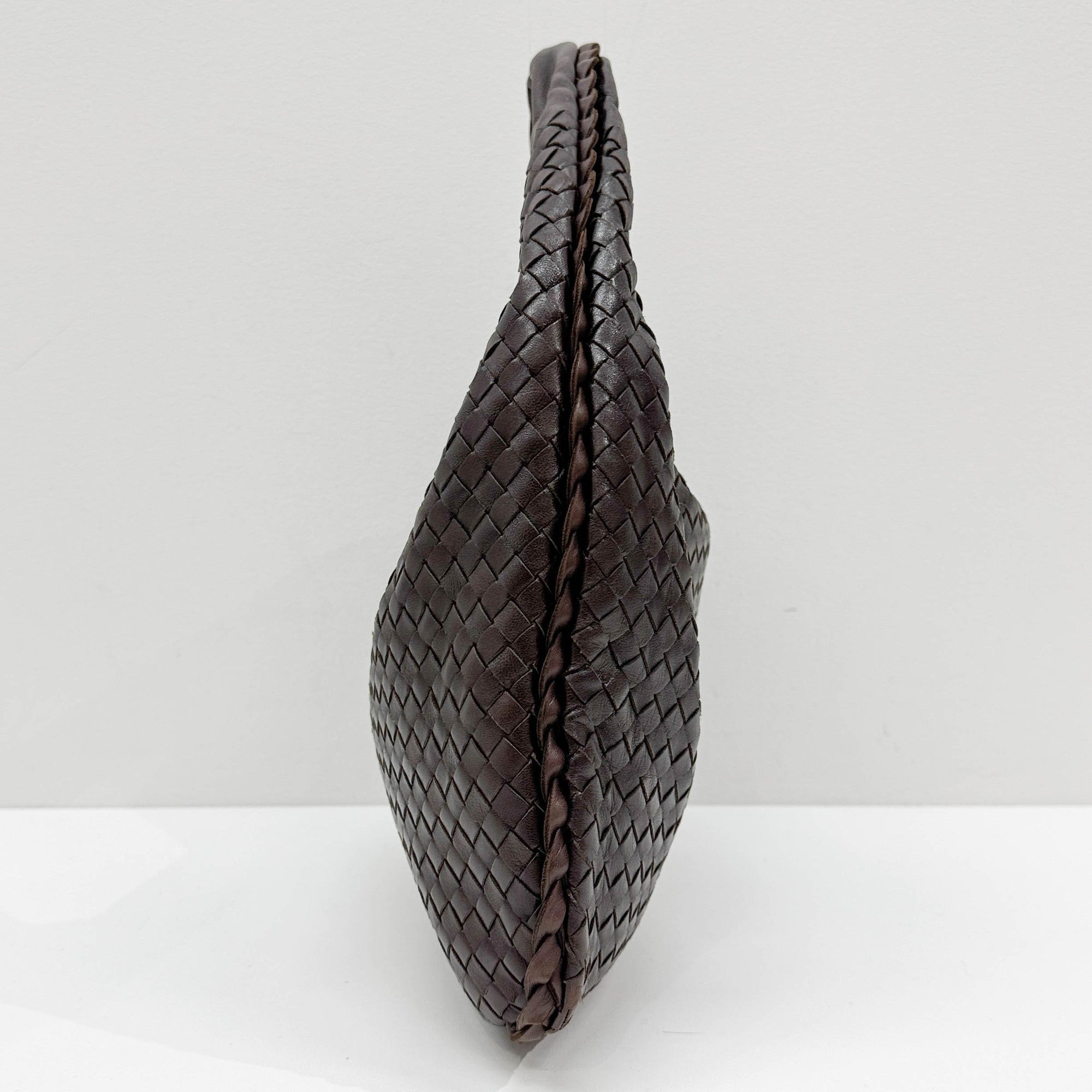 Intrecciato Brown Leather Shoulder Bag