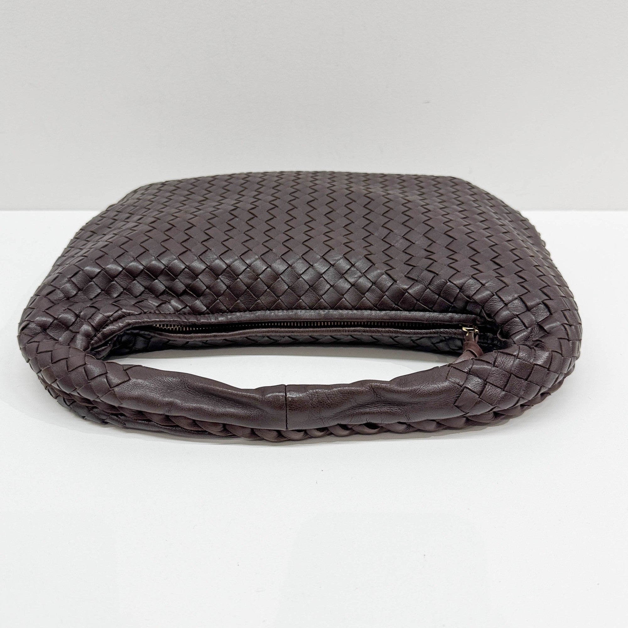 Intrecciato Brown Leather Shoulder Bag