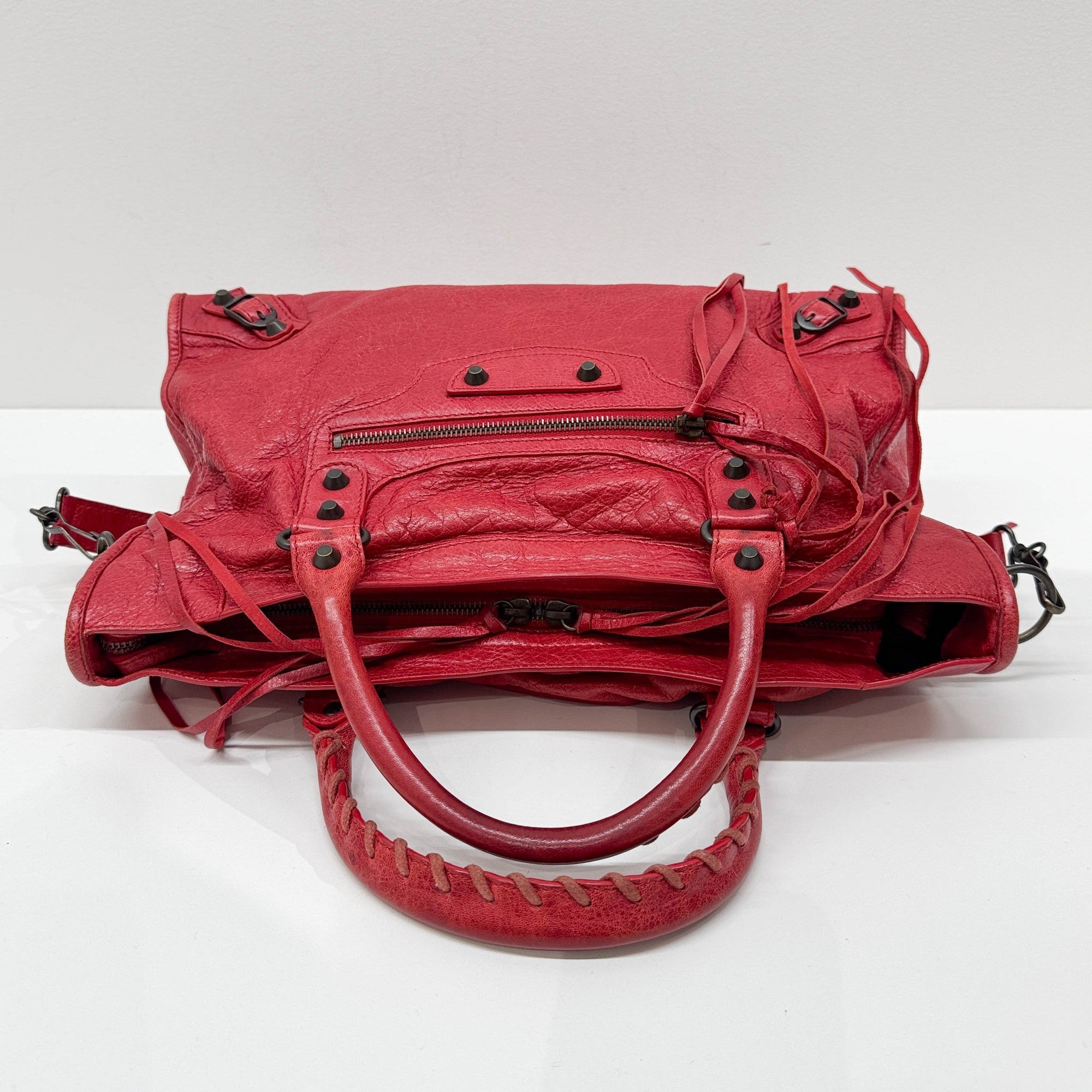 The City Red Leather Two-Way Bag