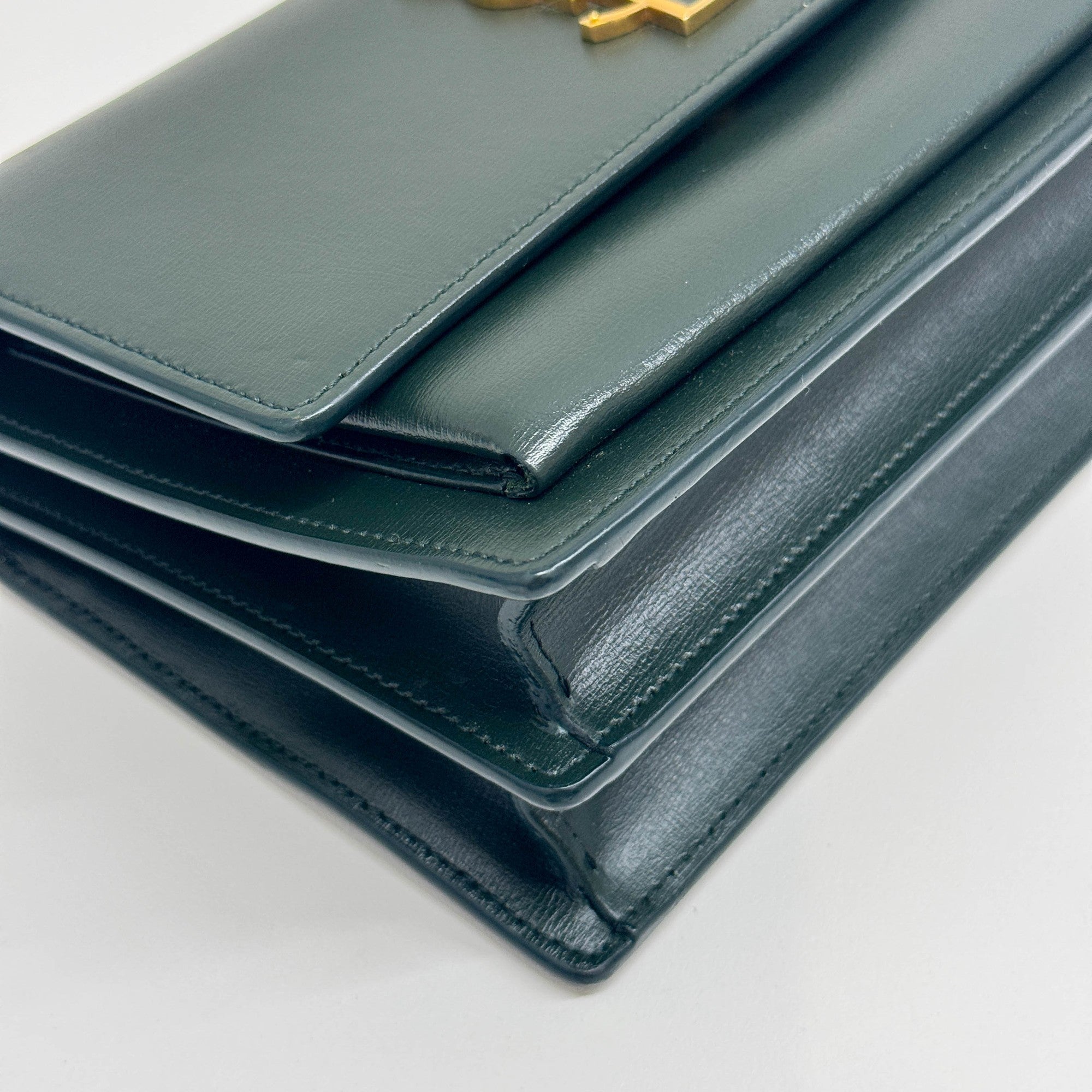 Sunset Forest Green Leather Shoulder Bag