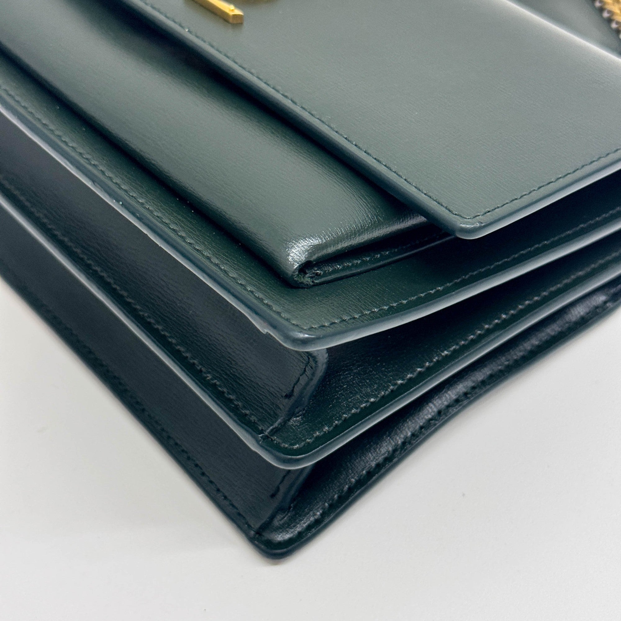 Sunset Forest Green Leather Shoulder Bag