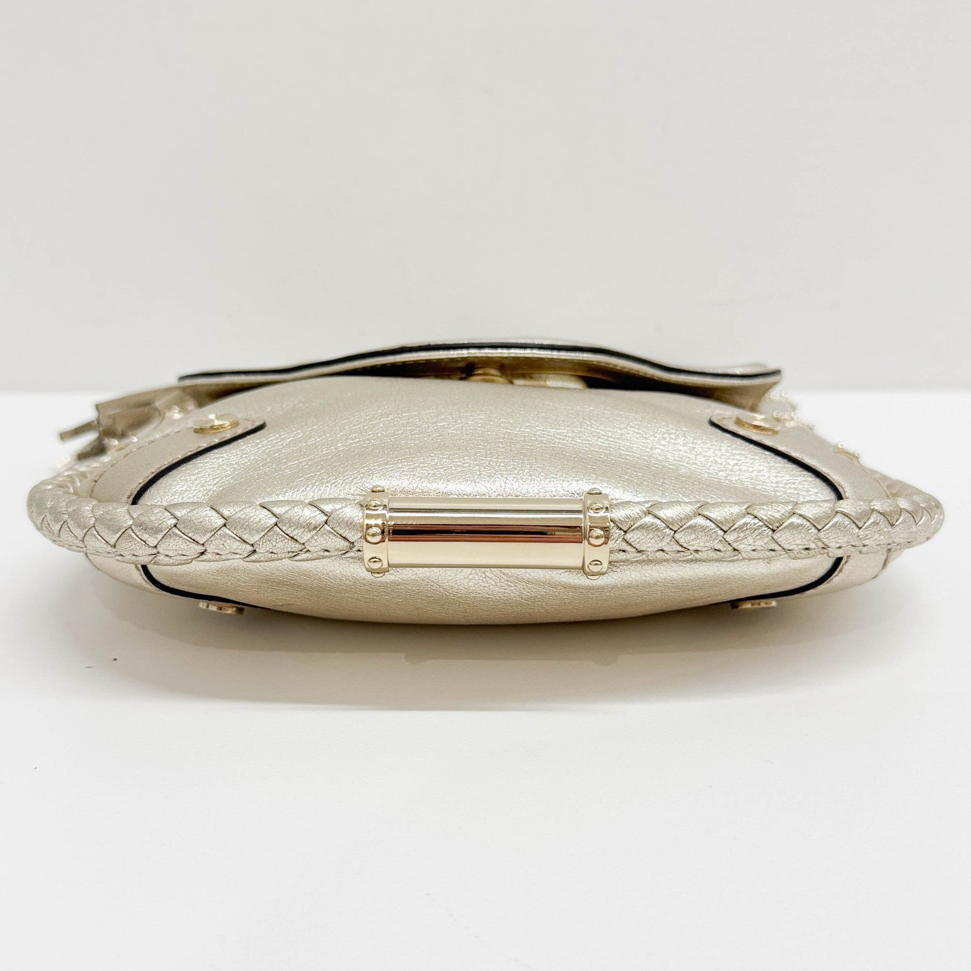 Britt Braided Trim Metallic Gold Shoulder Bag