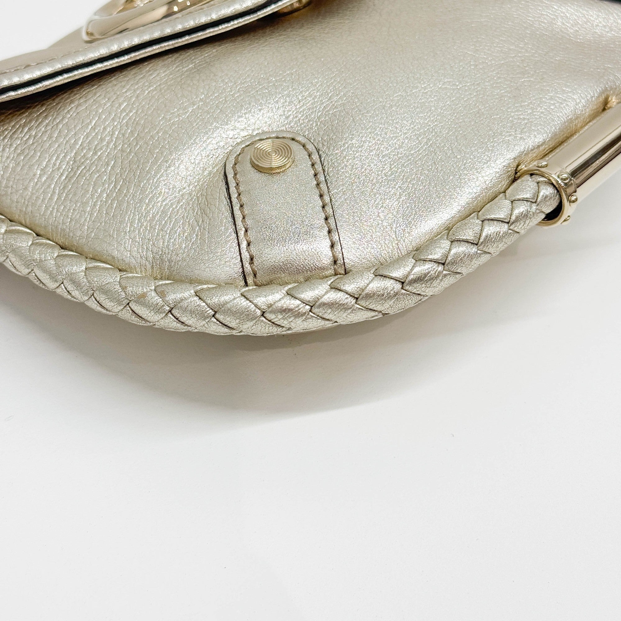 Britt Braided Trim Metallic Gold Shoulder Bag