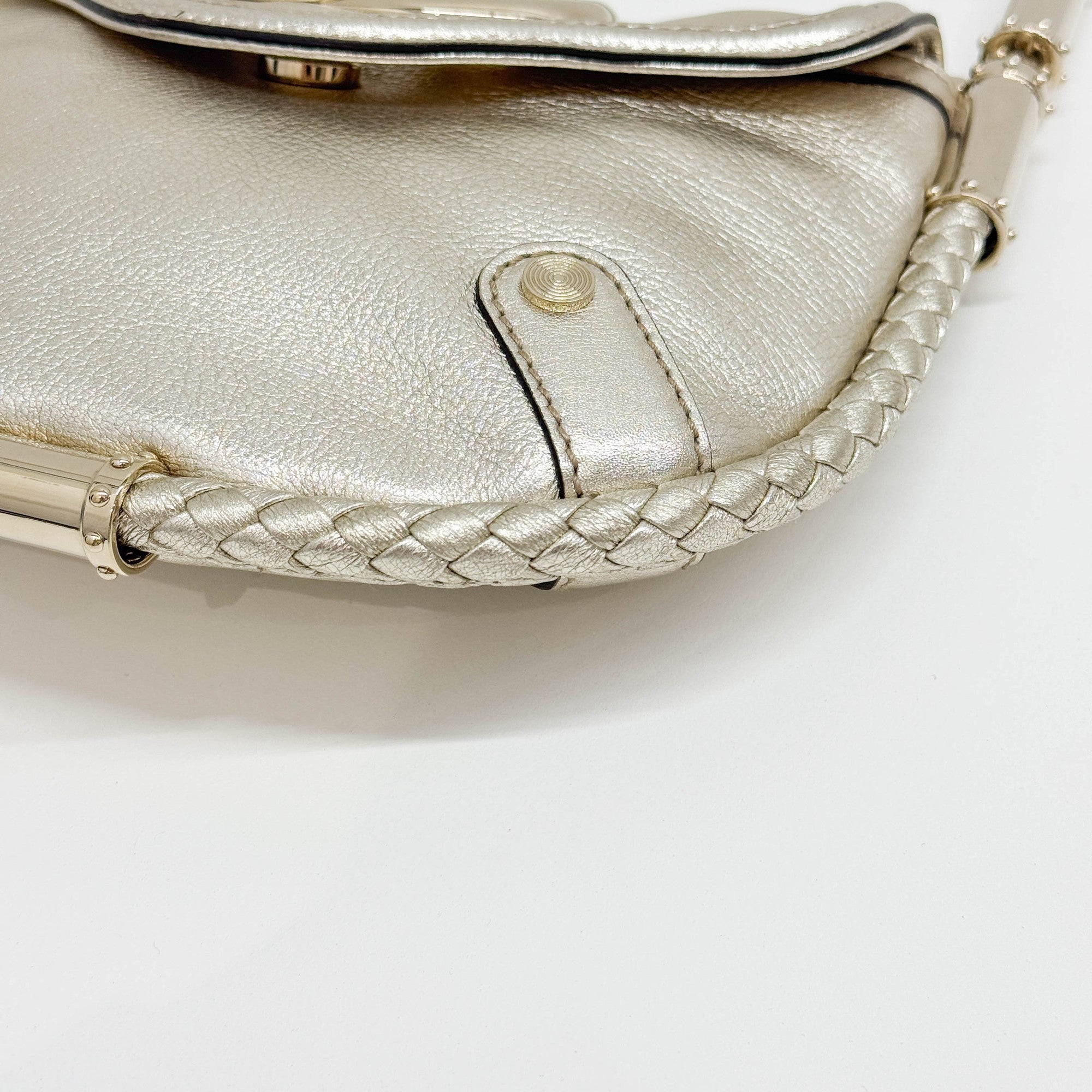 Britt Braided Trim Metallic Gold Shoulder Bag