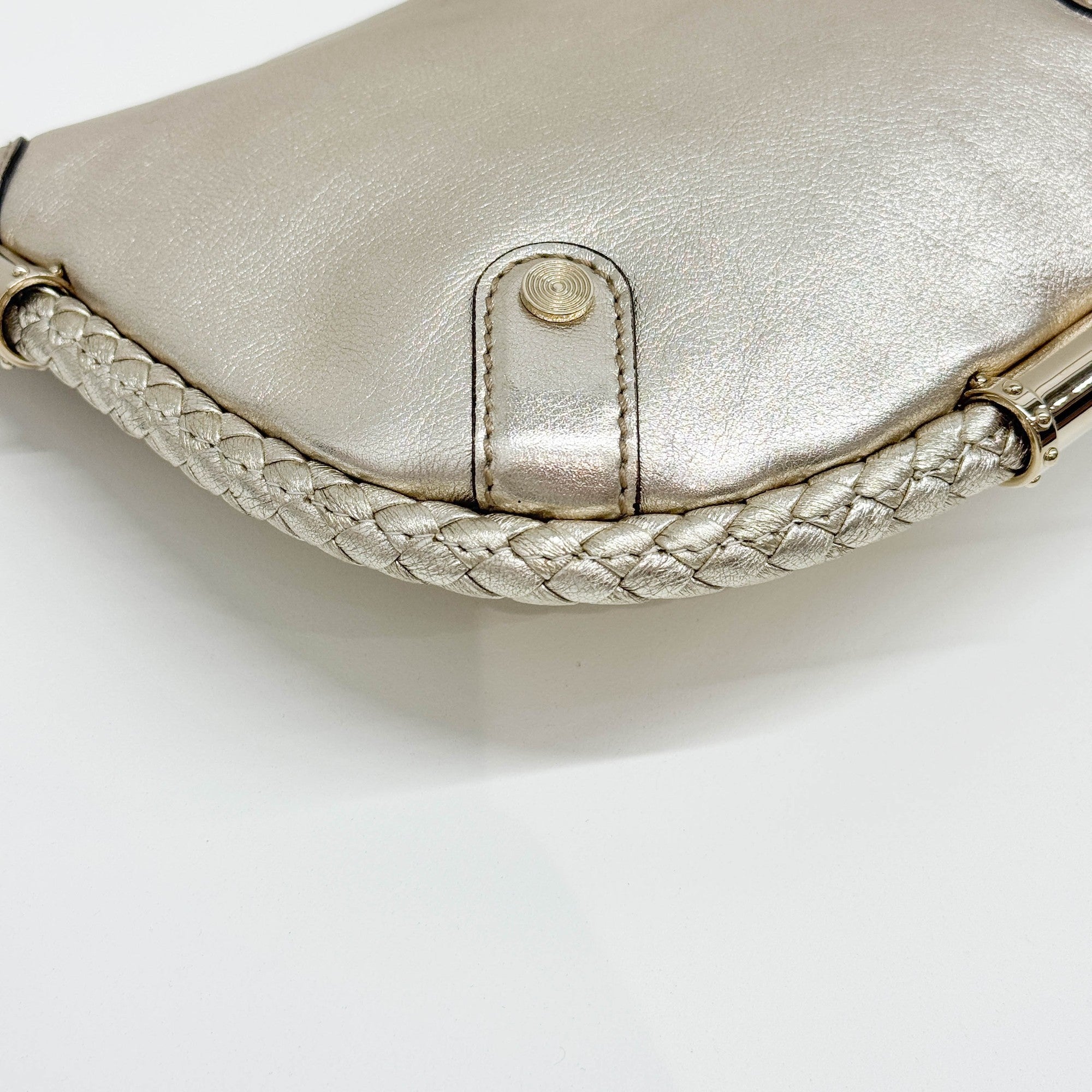 Britt Braided Trim Metallic Gold Shoulder Bag