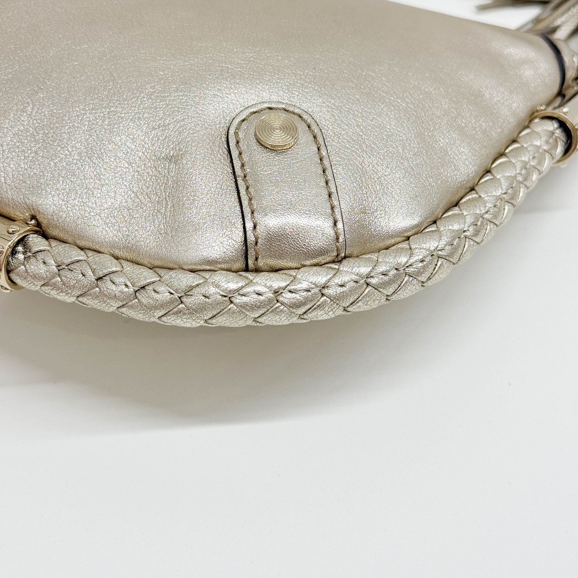 Britt Braided Trim Metallic Gold Shoulder Bag