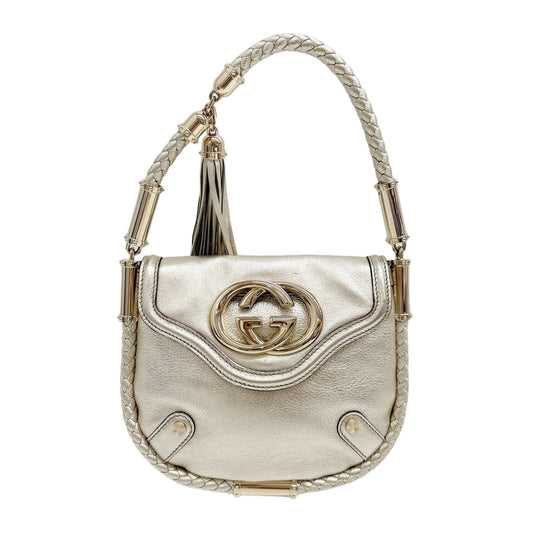 Britt Braided Trim Metallic Gold Shoulder Bag