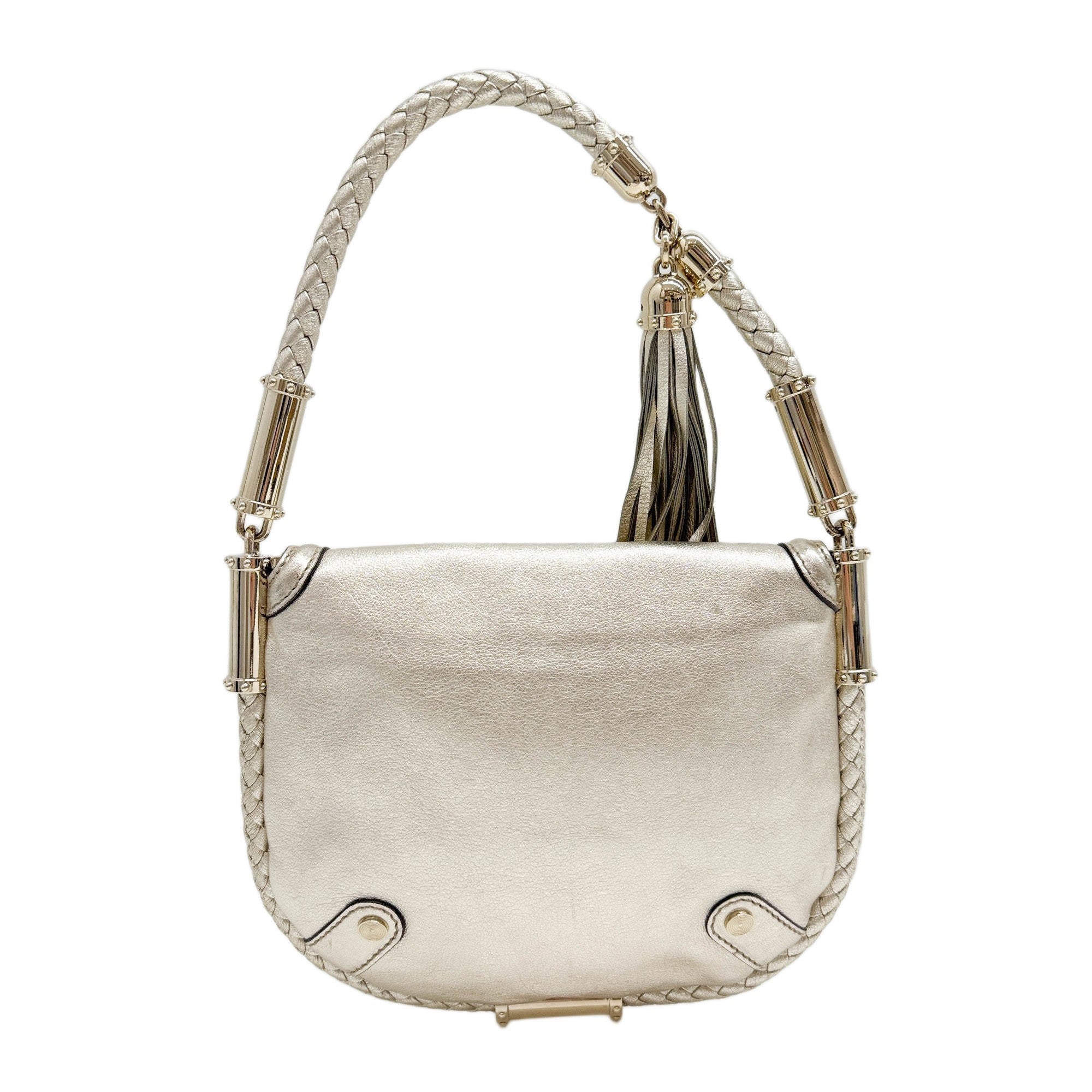 Britt Braided Trim Metallic Gold Shoulder Bag