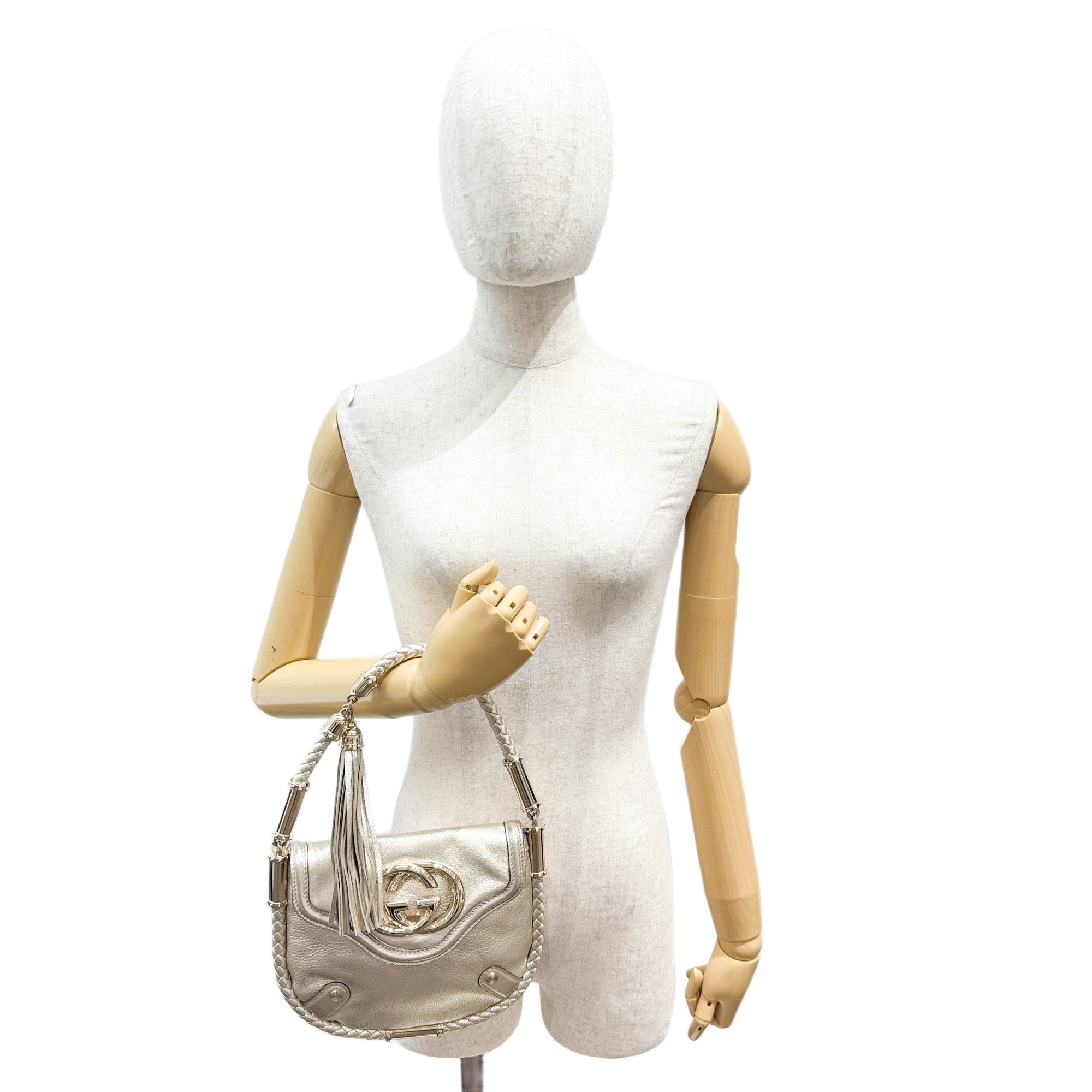 Britt Braided Trim Metallic Gold Shoulder Bag