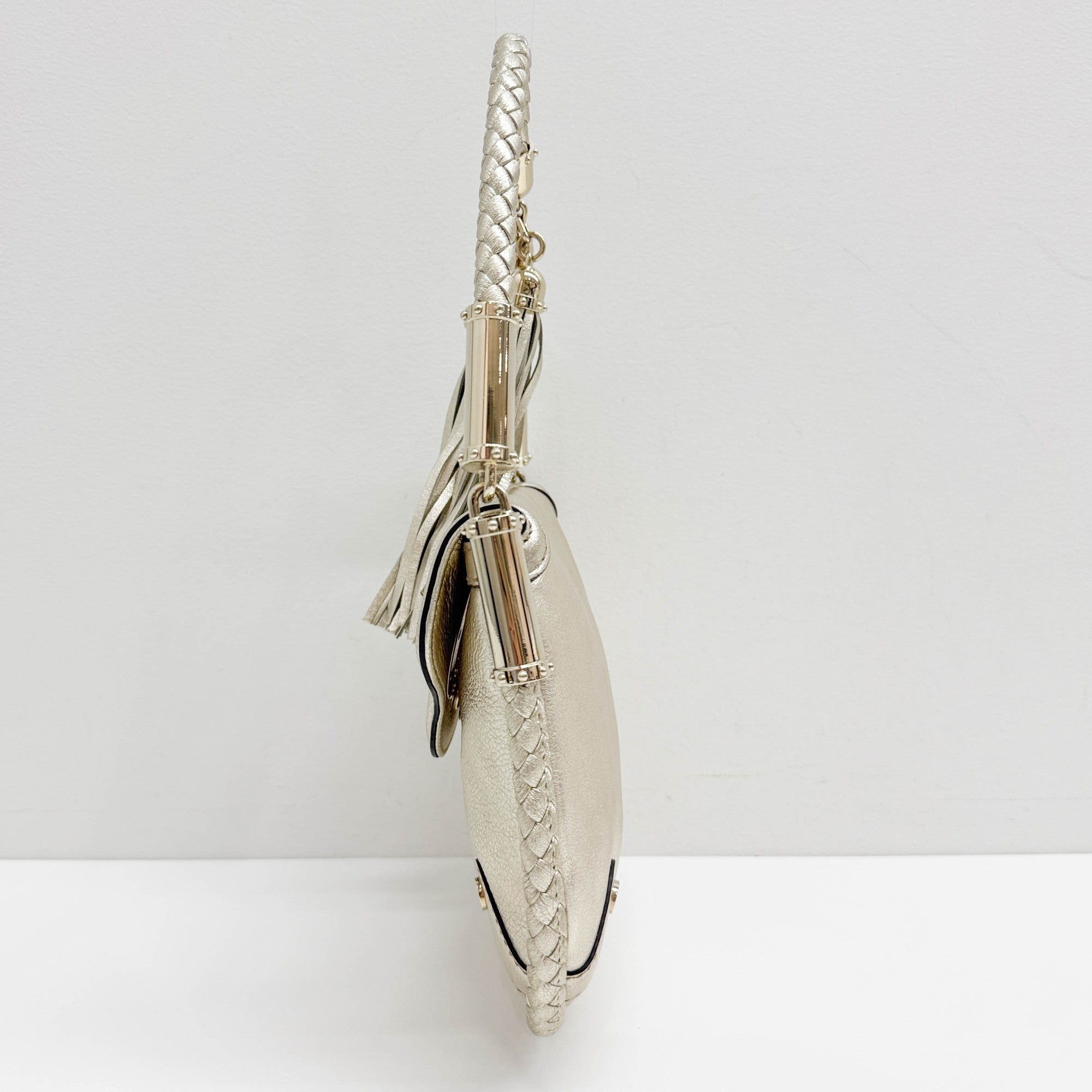 Britt Braided Trim Metallic Gold Shoulder Bag