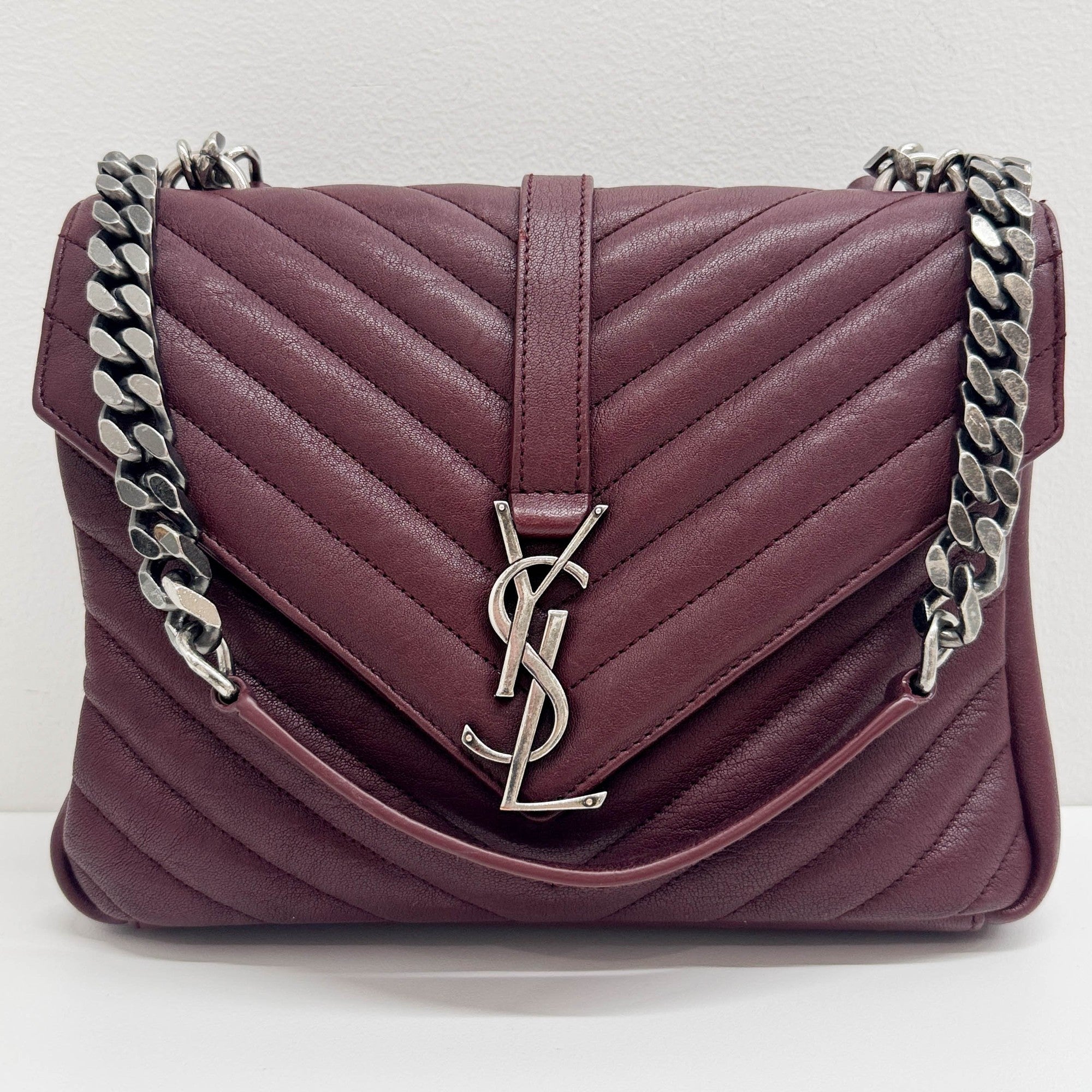 College Bordeaux Leather Two Way Bag