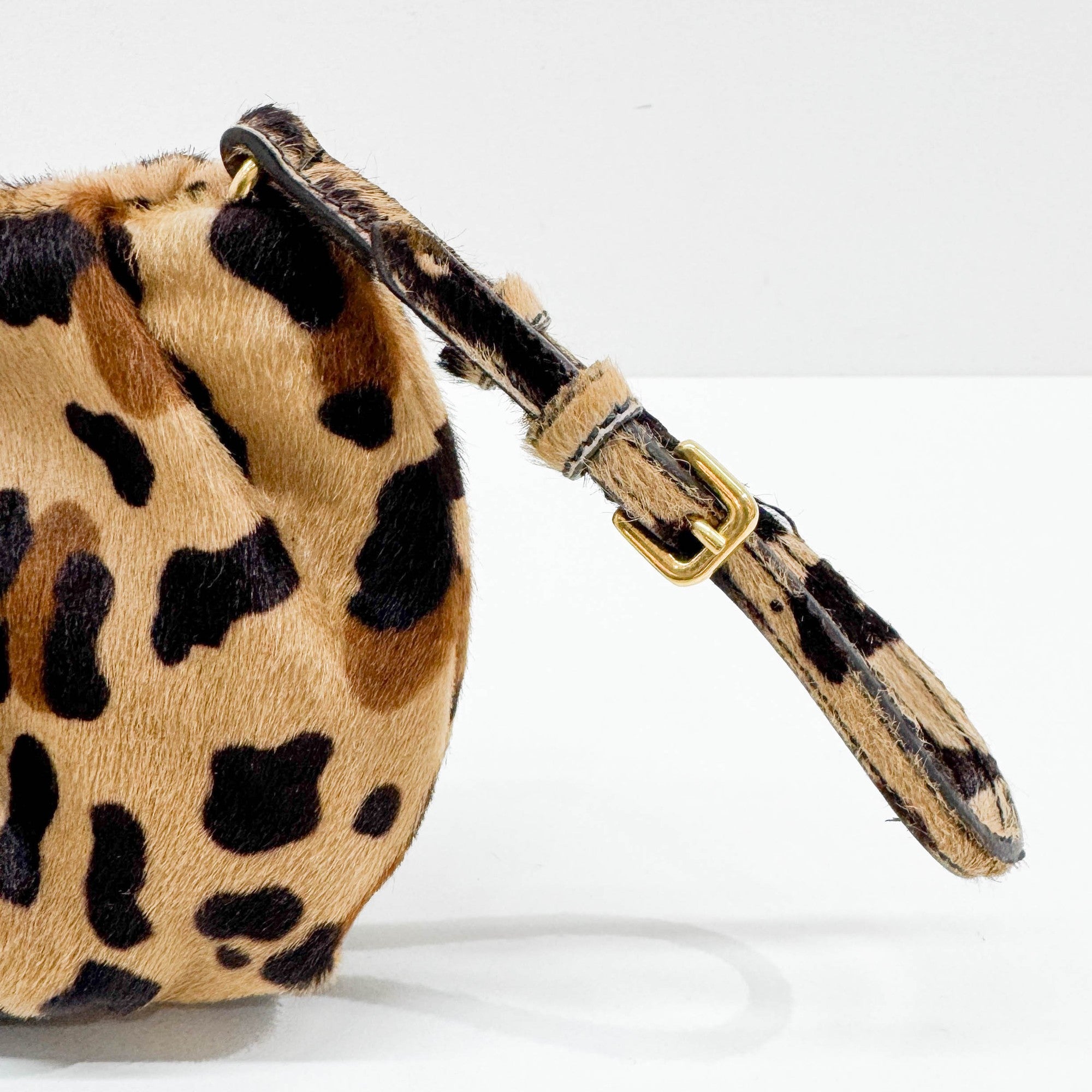 Brown Cheetah Print Pony Hair Wristlet Pouch