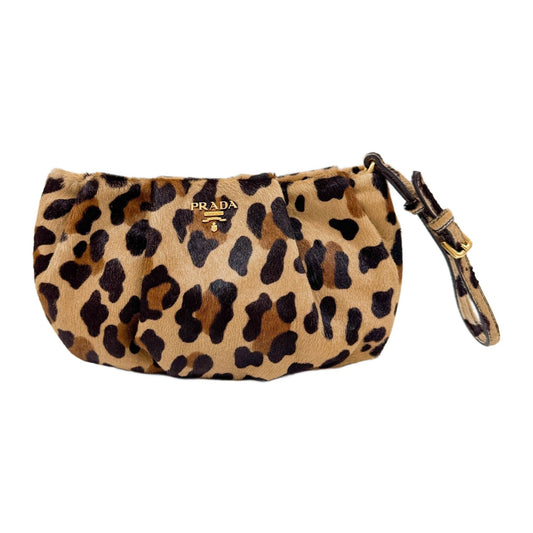 Brown Cheetah Print Pony Hair Wristlet Pouch