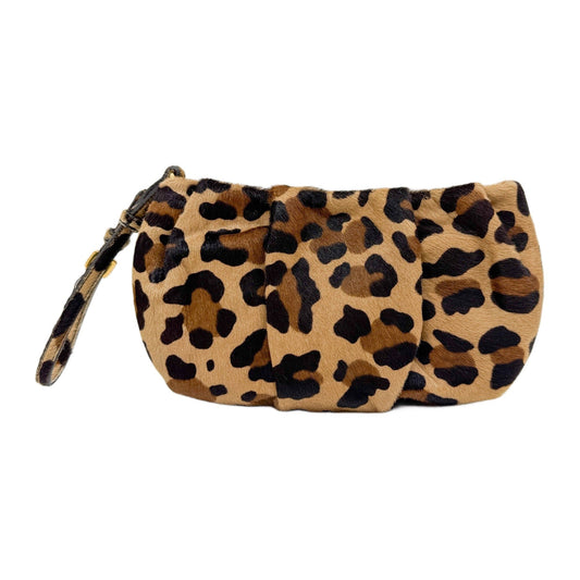 Brown Cheetah Print Pony Hair Wristlet Pouch