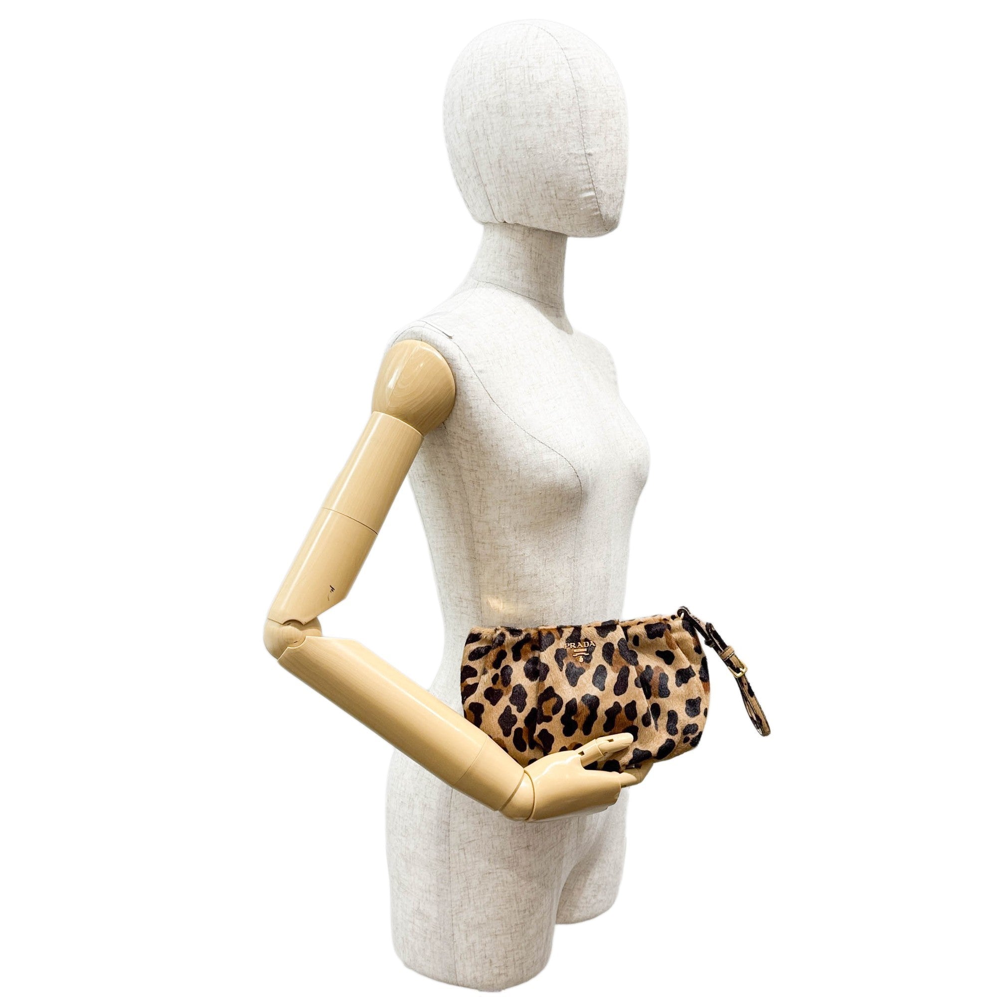 Brown Cheetah Print Pony Hair Wristlet Pouch