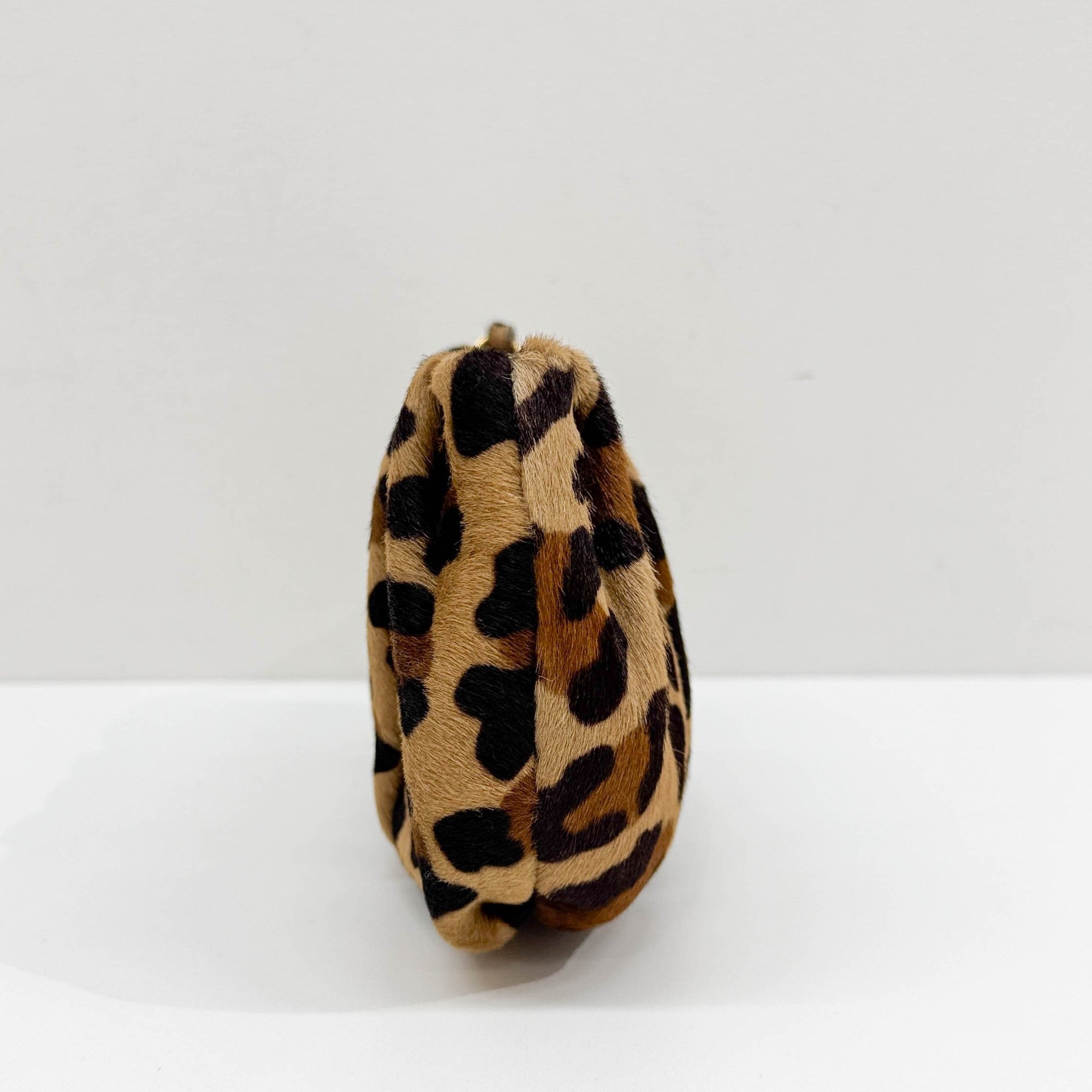 Brown Cheetah Print Pony Hair Wristlet Pouch