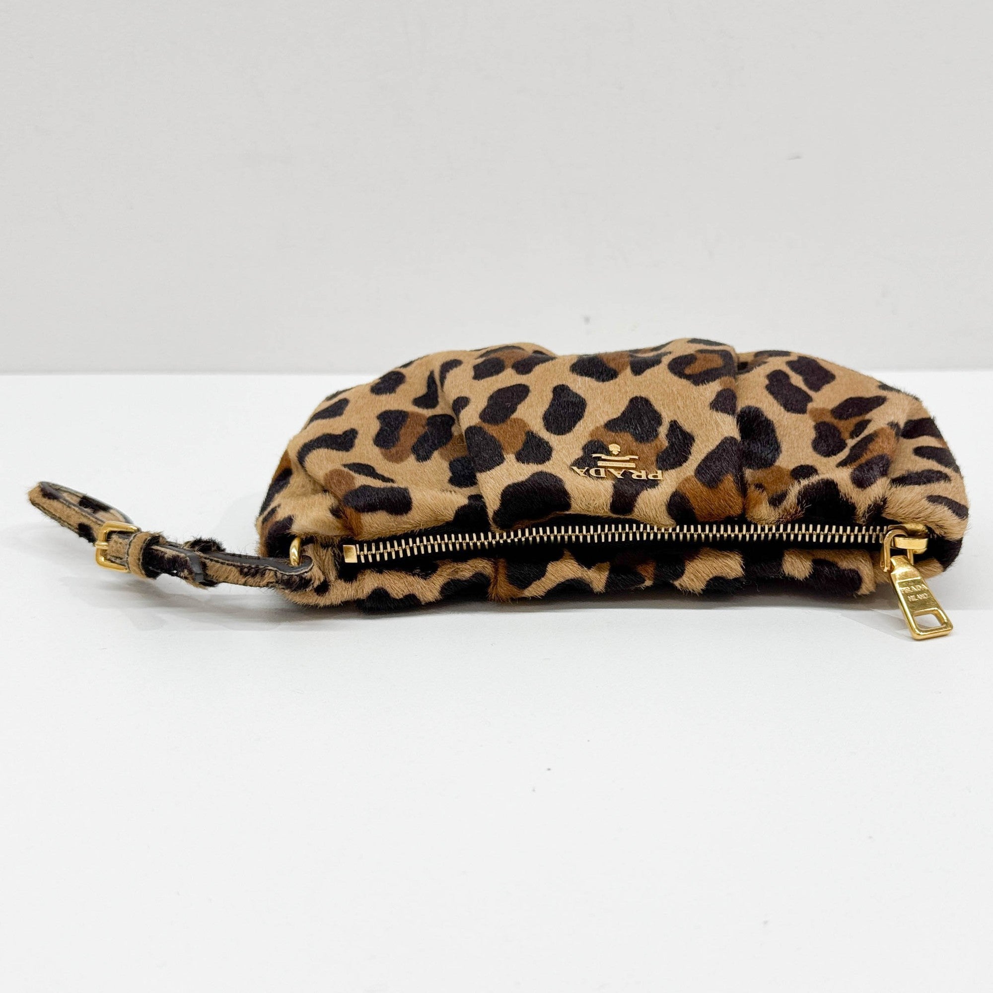 Brown Cheetah Print Pony Hair Wristlet Pouch