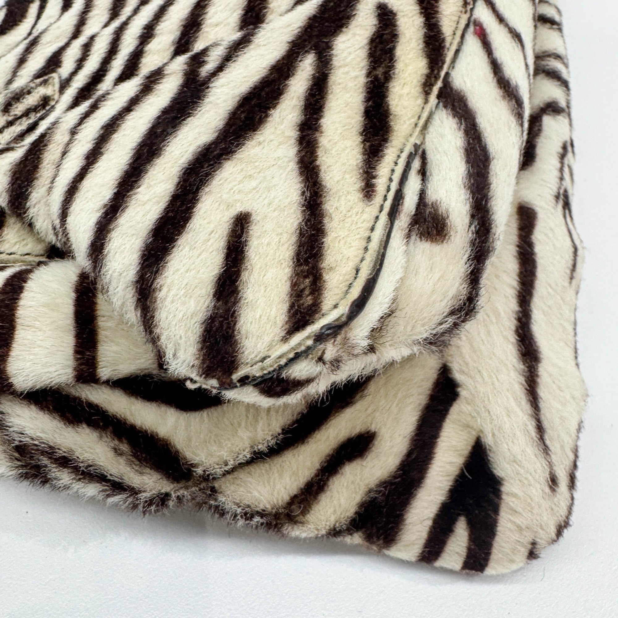 Brown & White Zebra Print Pony Hair Shoulder Bag