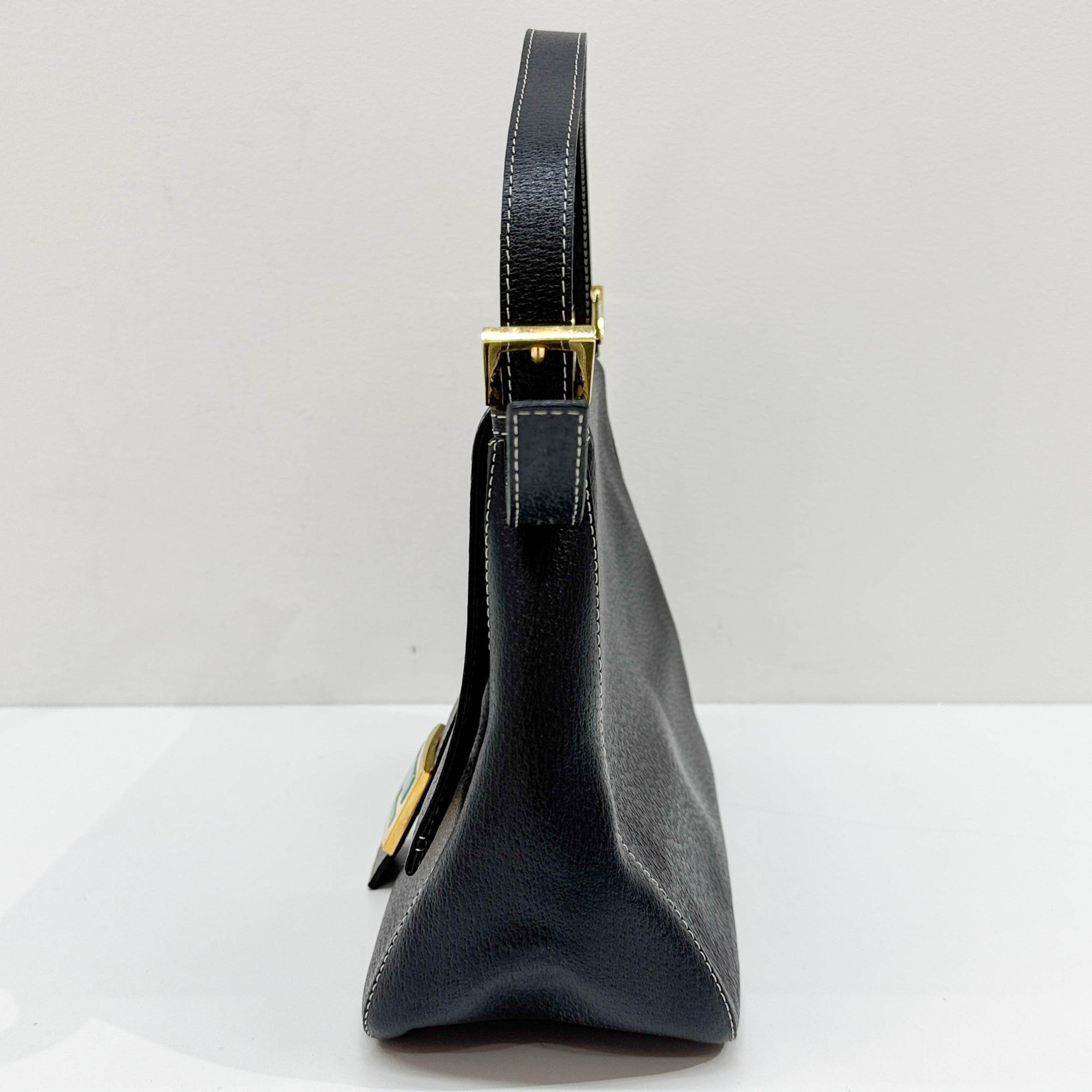 Mamma Baguette Black Leather Shoulder Bag