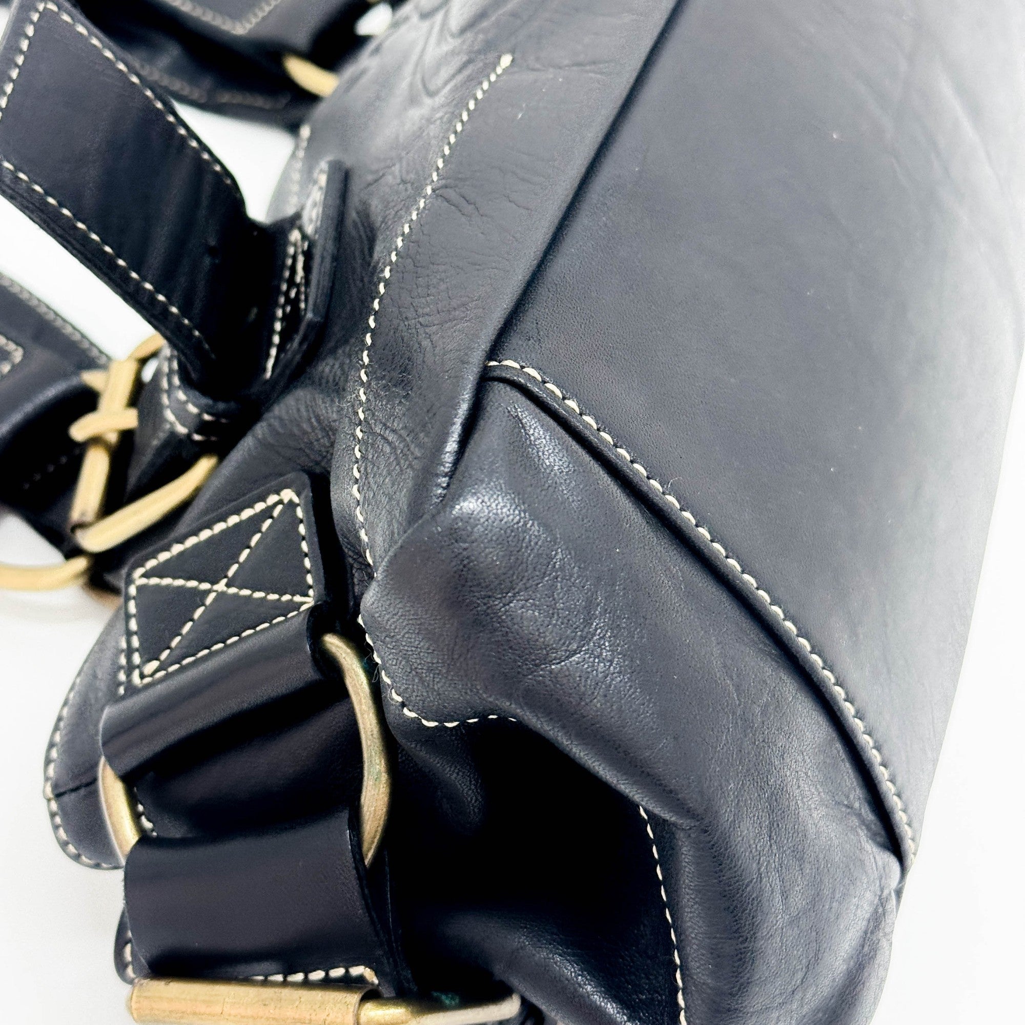 Orb Black Leather Shoulder Bag