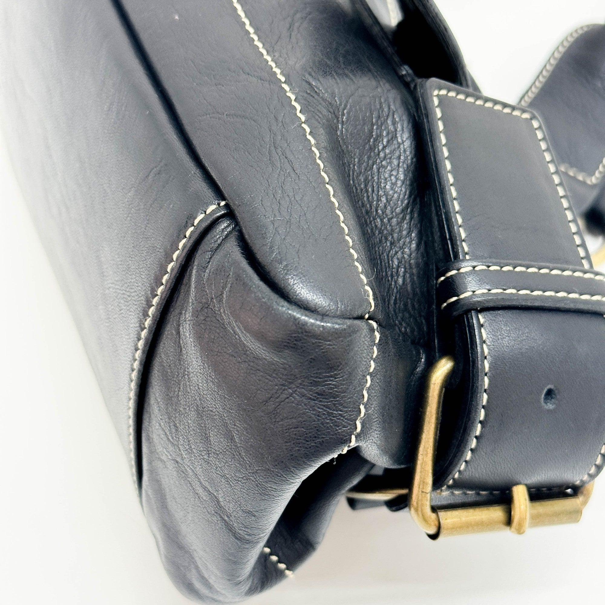 Orb Black Leather Shoulder Bag