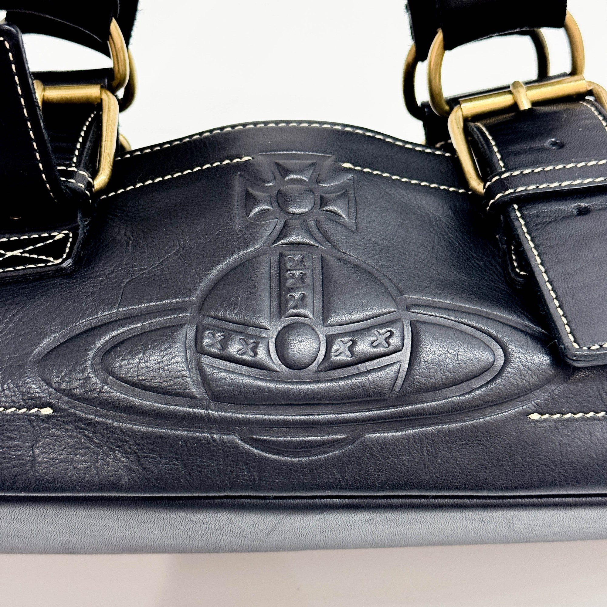 Orb Black Leather Shoulder Bag