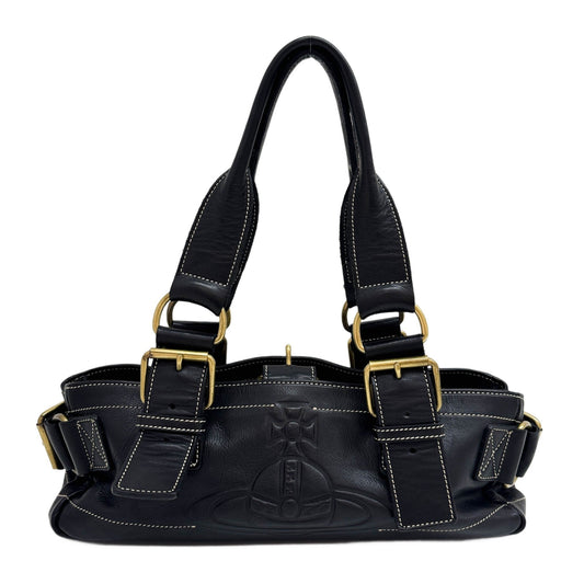 Orb Black Leather Shoulder Bag