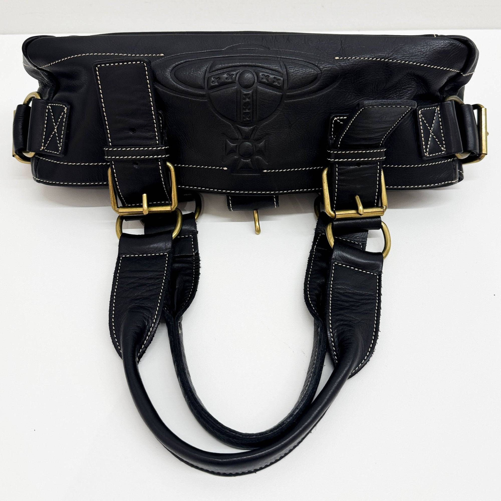 Orb Black Leather Shoulder Bag