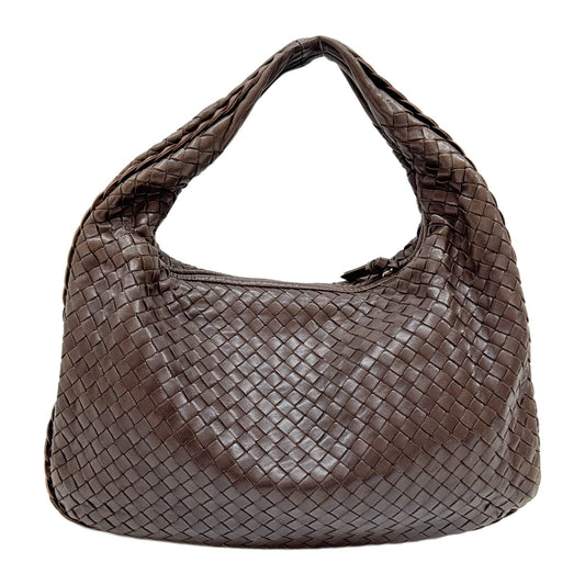 Intrecciato Brown Leather Shoulder Bag