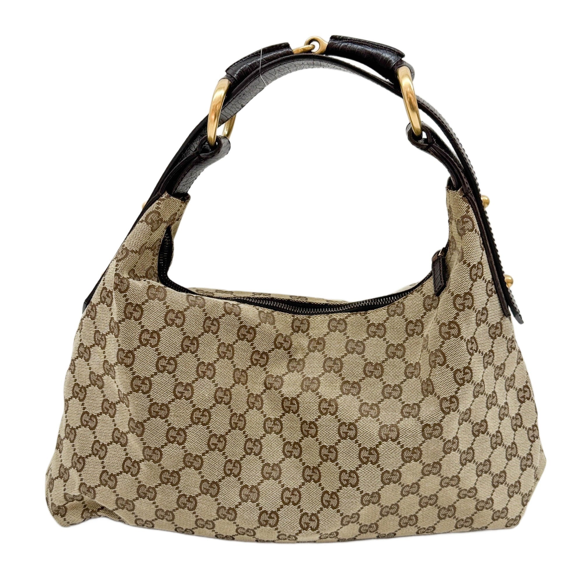 Horsebit Brown GG Canvas Shoulder Bag