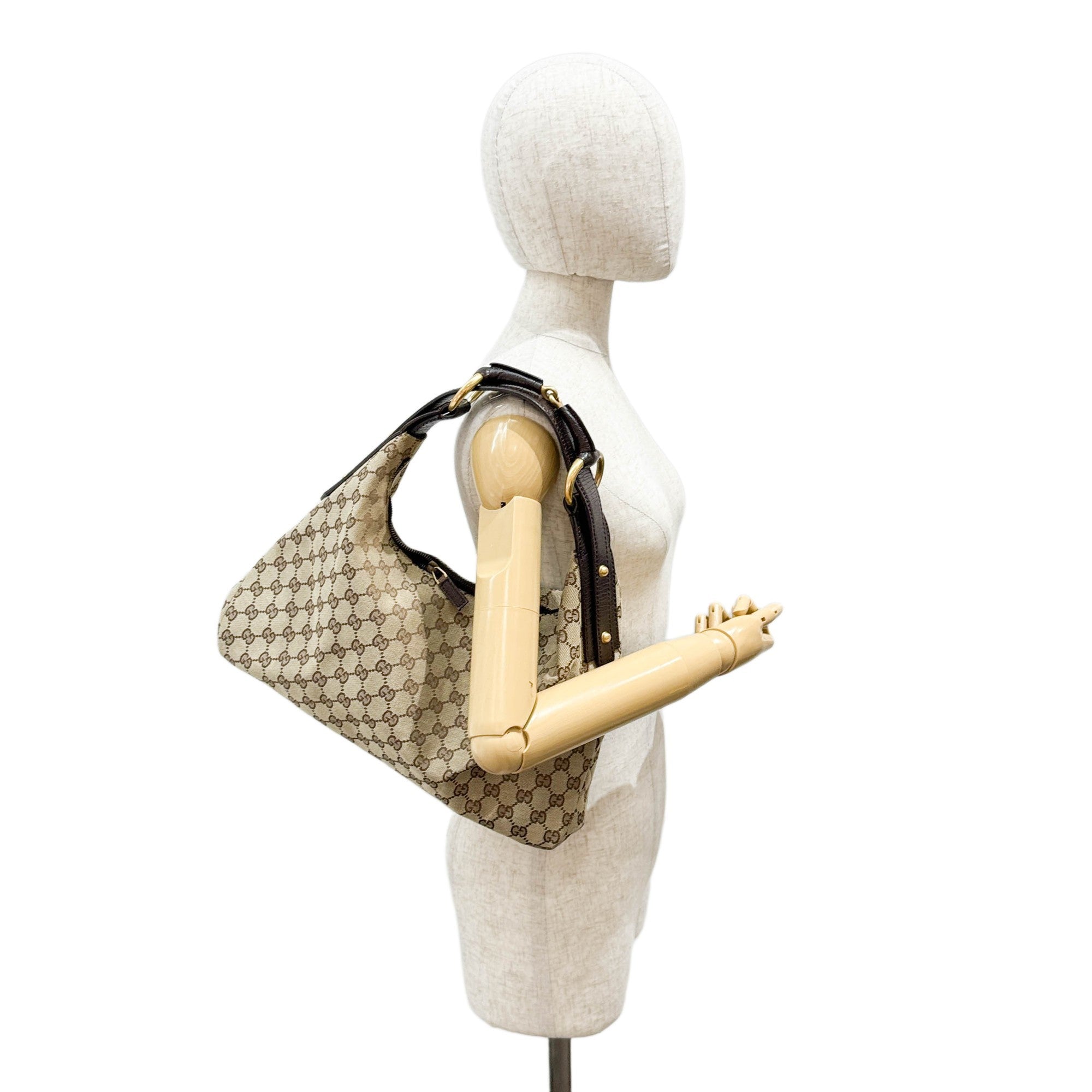 Horsebit Brown GG Canvas Shoulder Bag