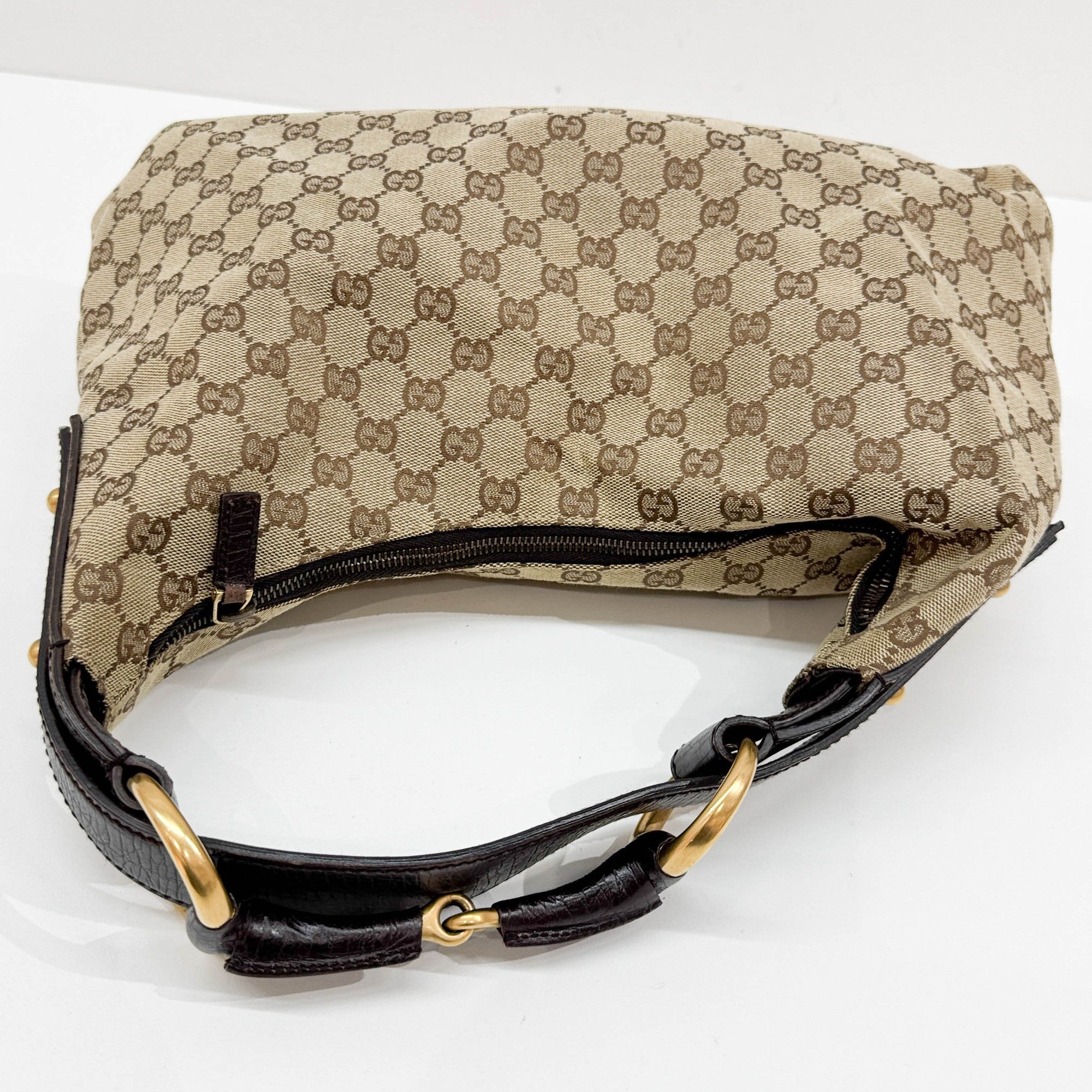 Horsebit Brown GG Canvas Shoulder Bag