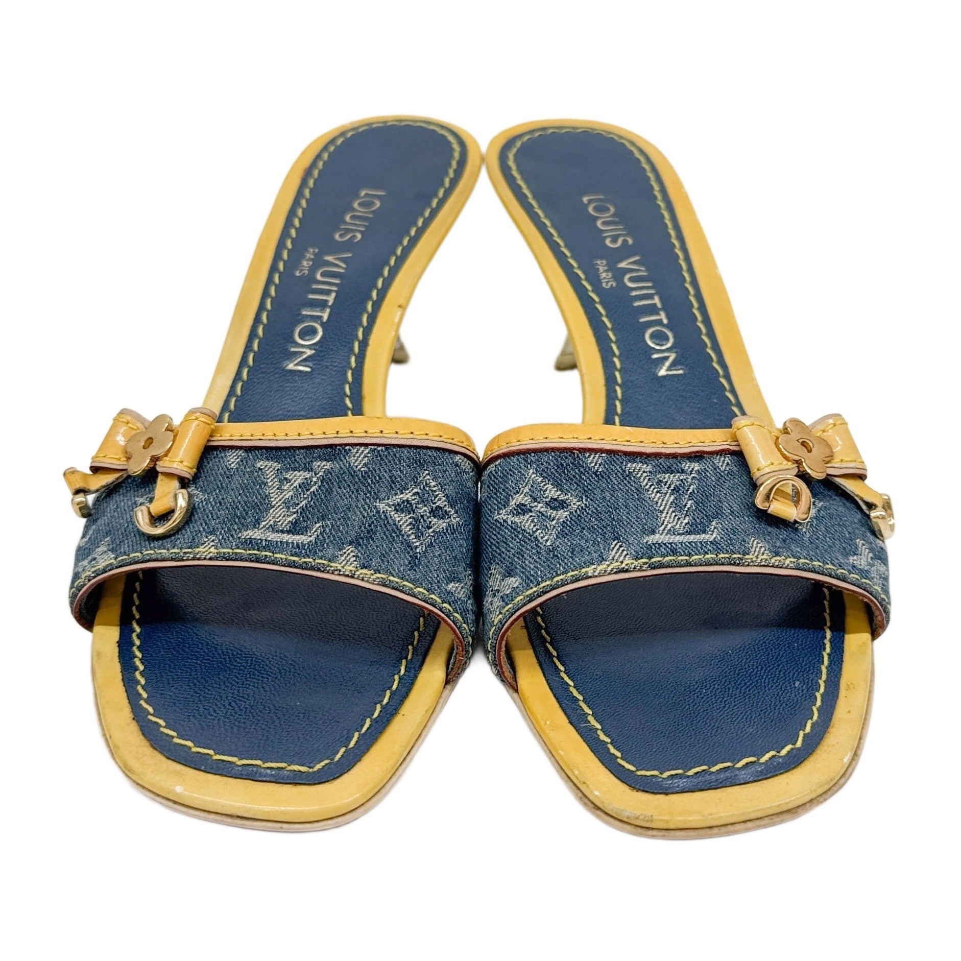 Size 35 EU Blue Monogram Canvas Mini Heels