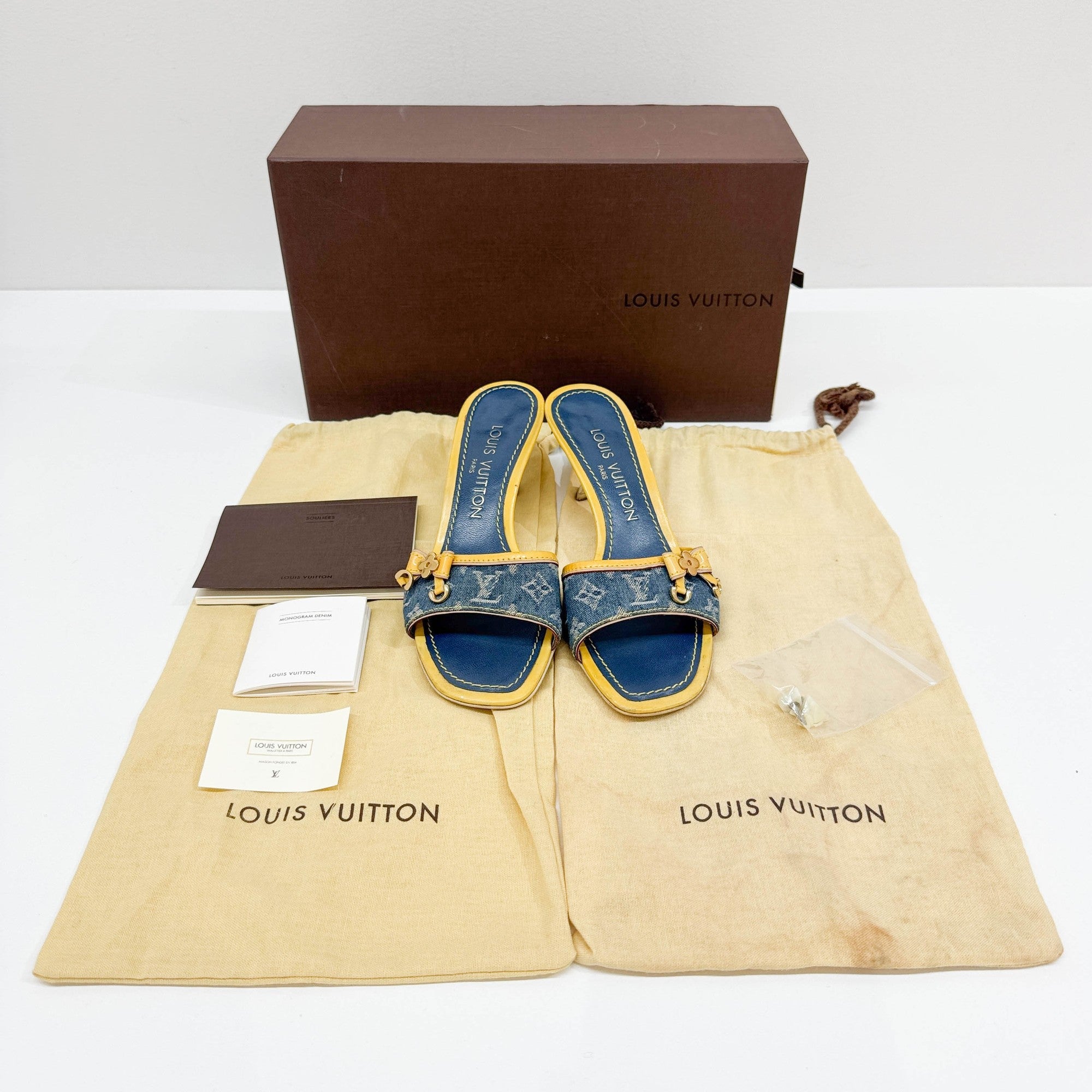 Size 35 EU Blue Monogram Canvas Mini Heels