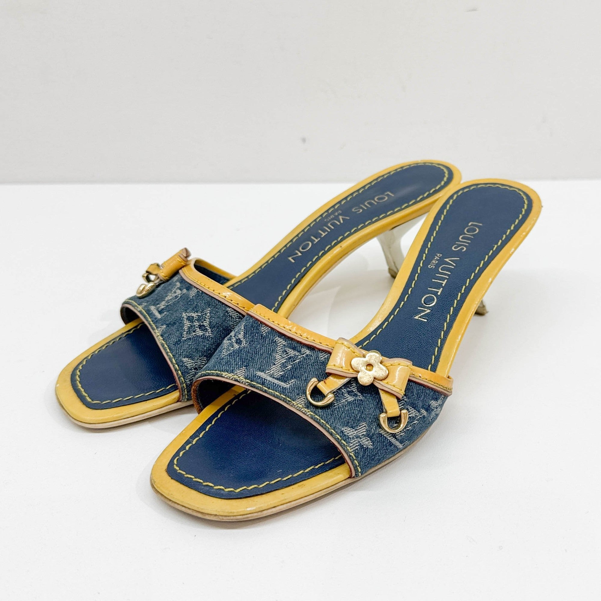 Size 35 EU Blue Monogram Canvas Mini Heels