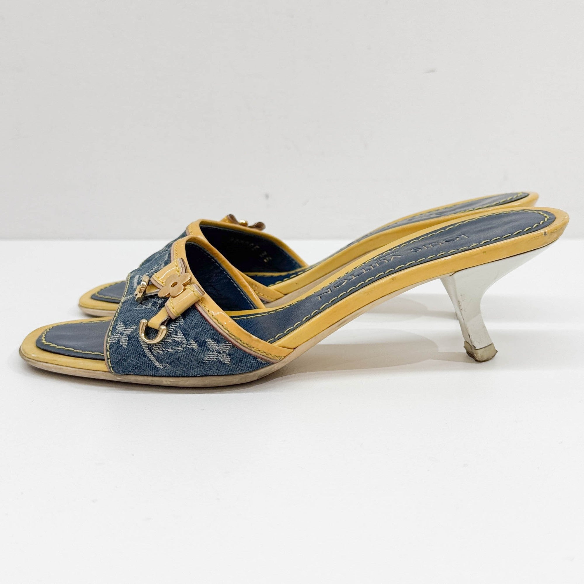 Size 35 EU Blue Monogram Canvas Mini Heels