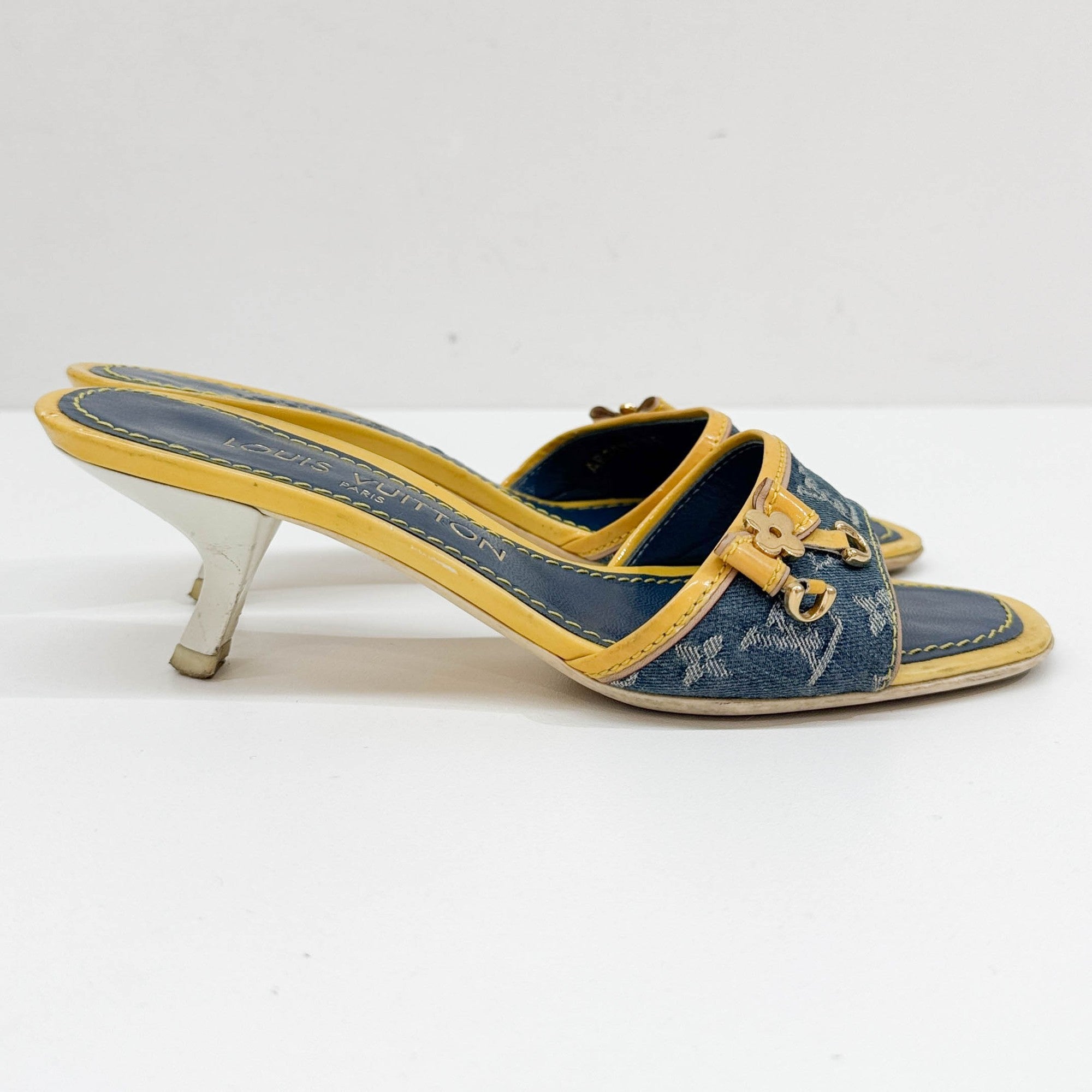 Size 35 EU Blue Monogram Canvas Mini Heels