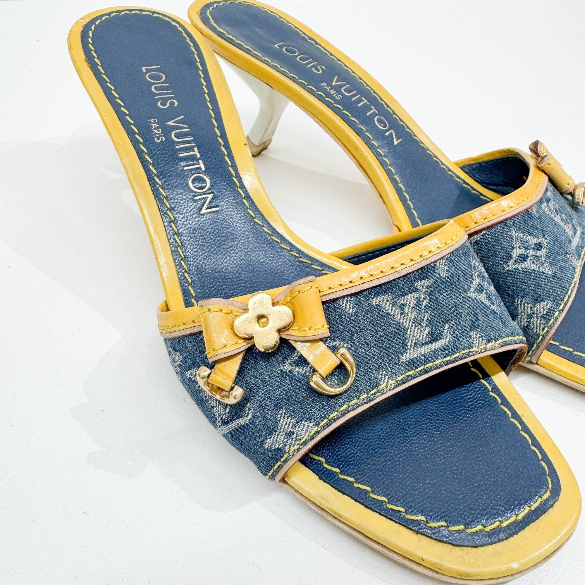 Size 35 EU Blue Monogram Canvas Mini Heels