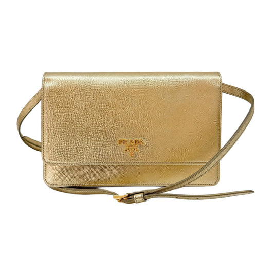Metallic Gold Leather Crossbody Bag