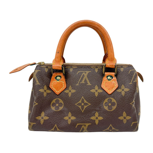 Mini Speedy Brown Monogram Leather Hand Bag